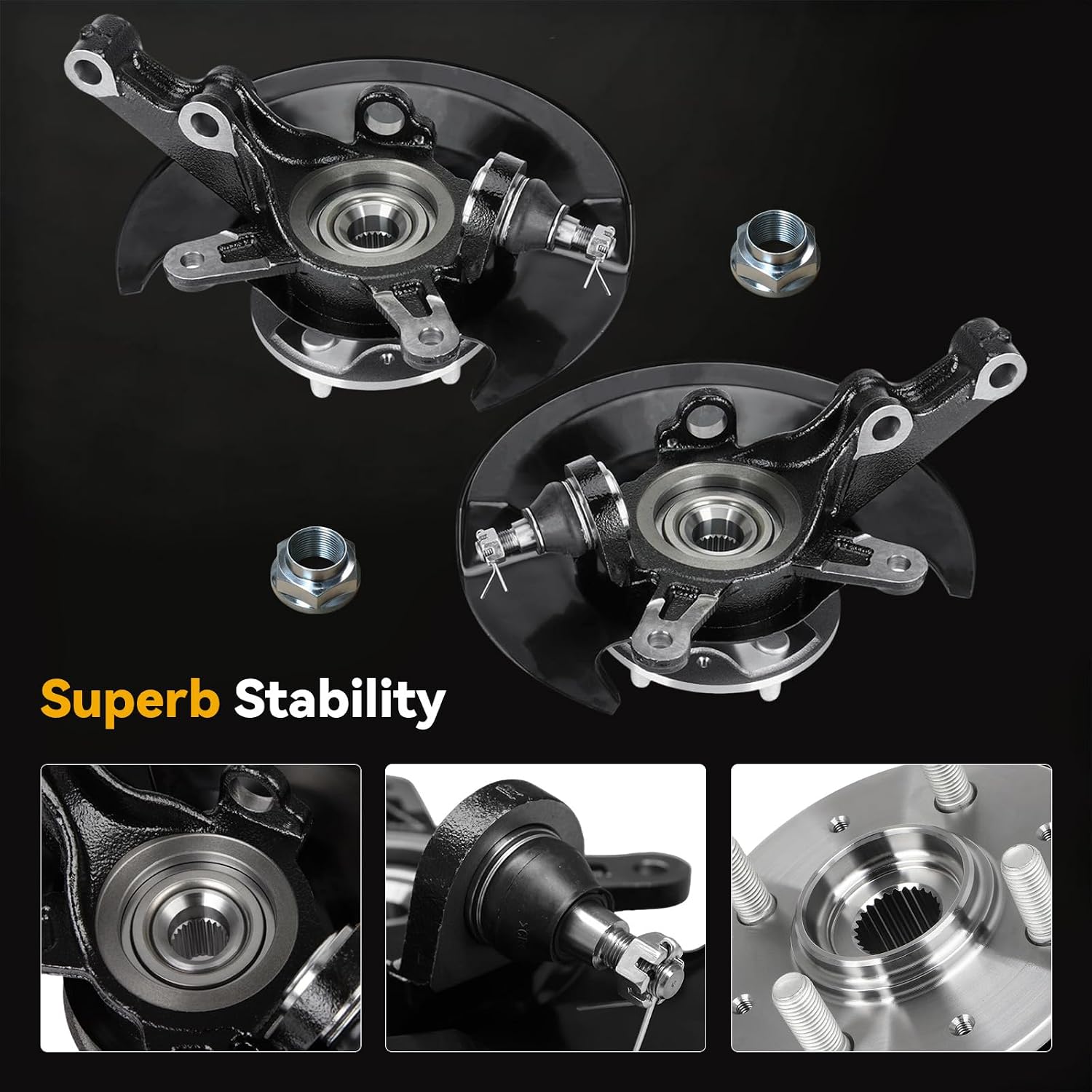 Front Steering Knuckle & Wheel Bearing Hub Assembly for Honda Civic 2003 2004 2005 1.7L L4, Left & Right Side, 698-494 698-495
