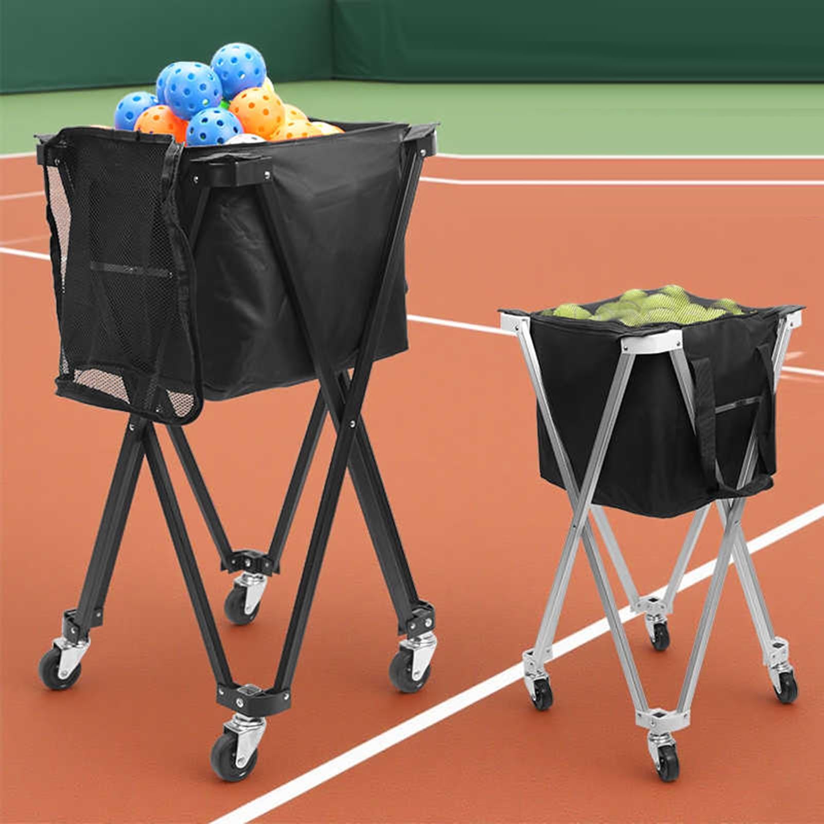 Genérico Carro Plegable For Tolva De Pelotas Tenis con Bolsa Extraíble For