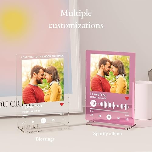 Miniatura 6 de witfox Placa de Spotify personalizada con soporte acrílico, placa de vidrio Spotify, regalos de cumpleaños para mujeres, canción acrílica