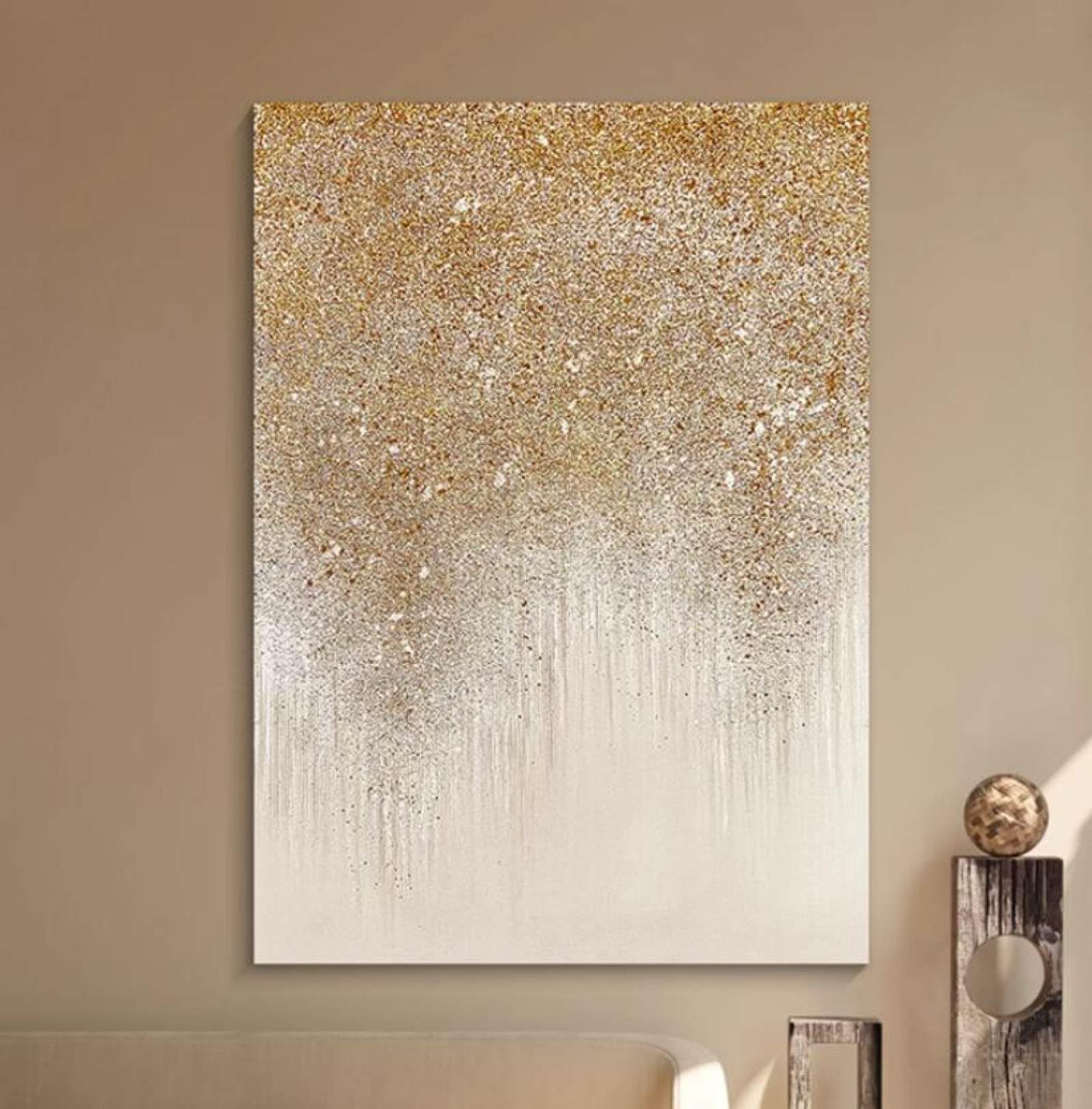 Peinture à l'huile abstraite moderne faite main, grand tableau de luxe pour décoration murale