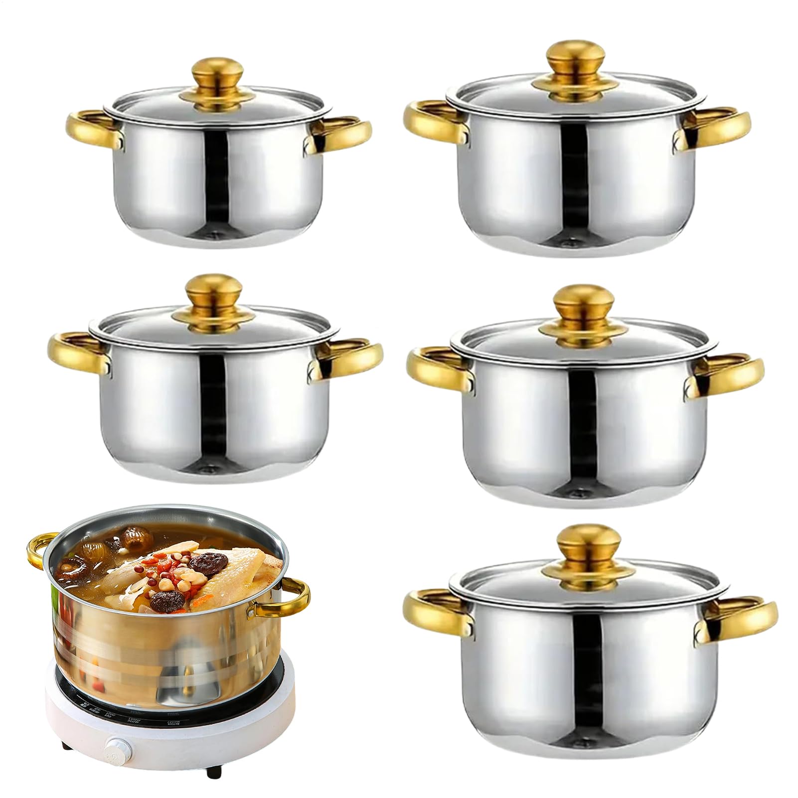 Kochgeschirr Set 10-teilige Kochutensilien und Zubehör | Induktions Kochset Für Wohnung Restaurant Camping Haushalt Studentenwohnheim