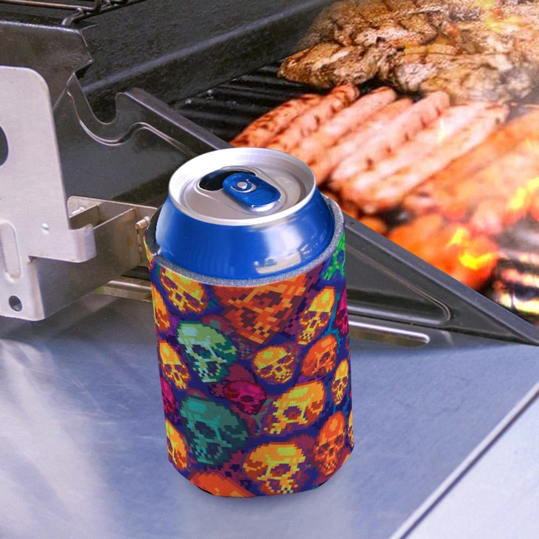 Halloween Drink Cooler Skulls In Bright Colors Pattern 24-Pack Can Drink Thermocoolers Party Pack
