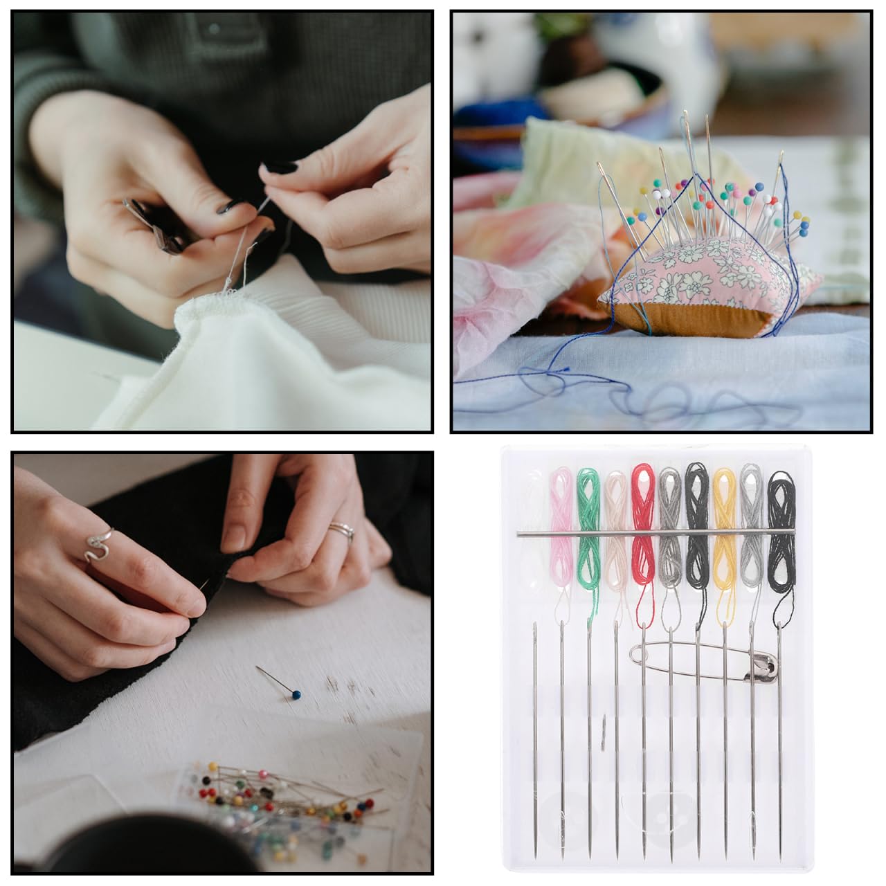 Healifty - Kit di aghi monouso pre-filettati, kit da cucito da viaggio, kit di riparazione per accessori da cucito a fissaggio rapido, confezione da 5