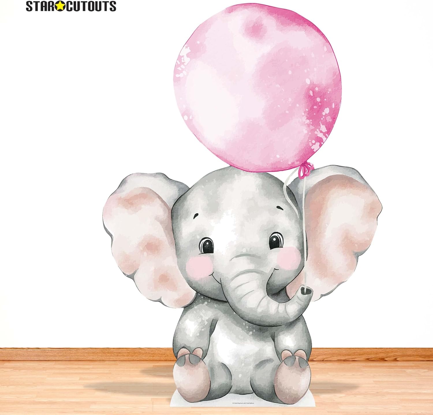 SC4633 Elephant with Pink Balloon Cardboard Cut Out Height 133cm