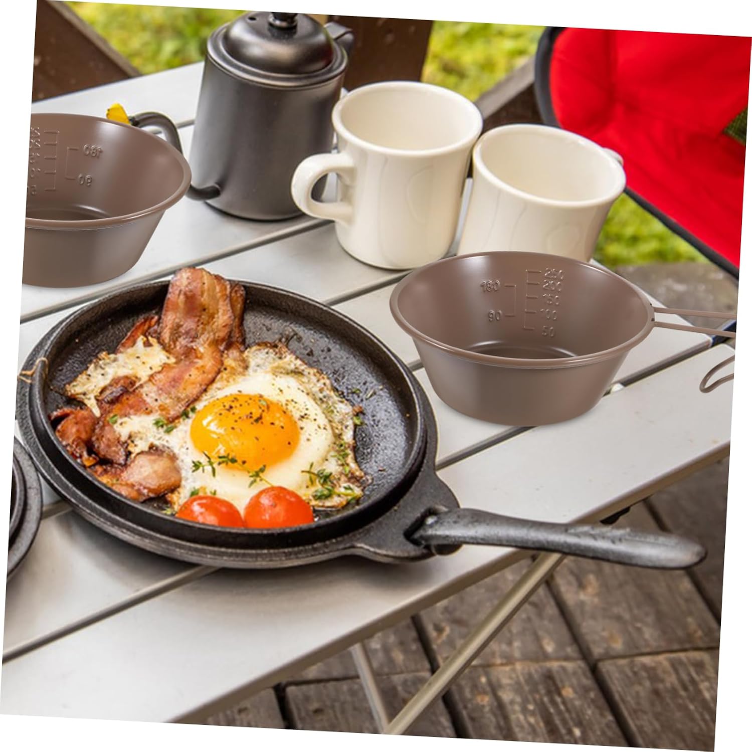 Toyvian Stainless Steel Camping Bowl with Handle Multifunctional Outdoor Cooking Pot Lightweight and Compact Design for Backpacking Picnics Bbqs and Adventures