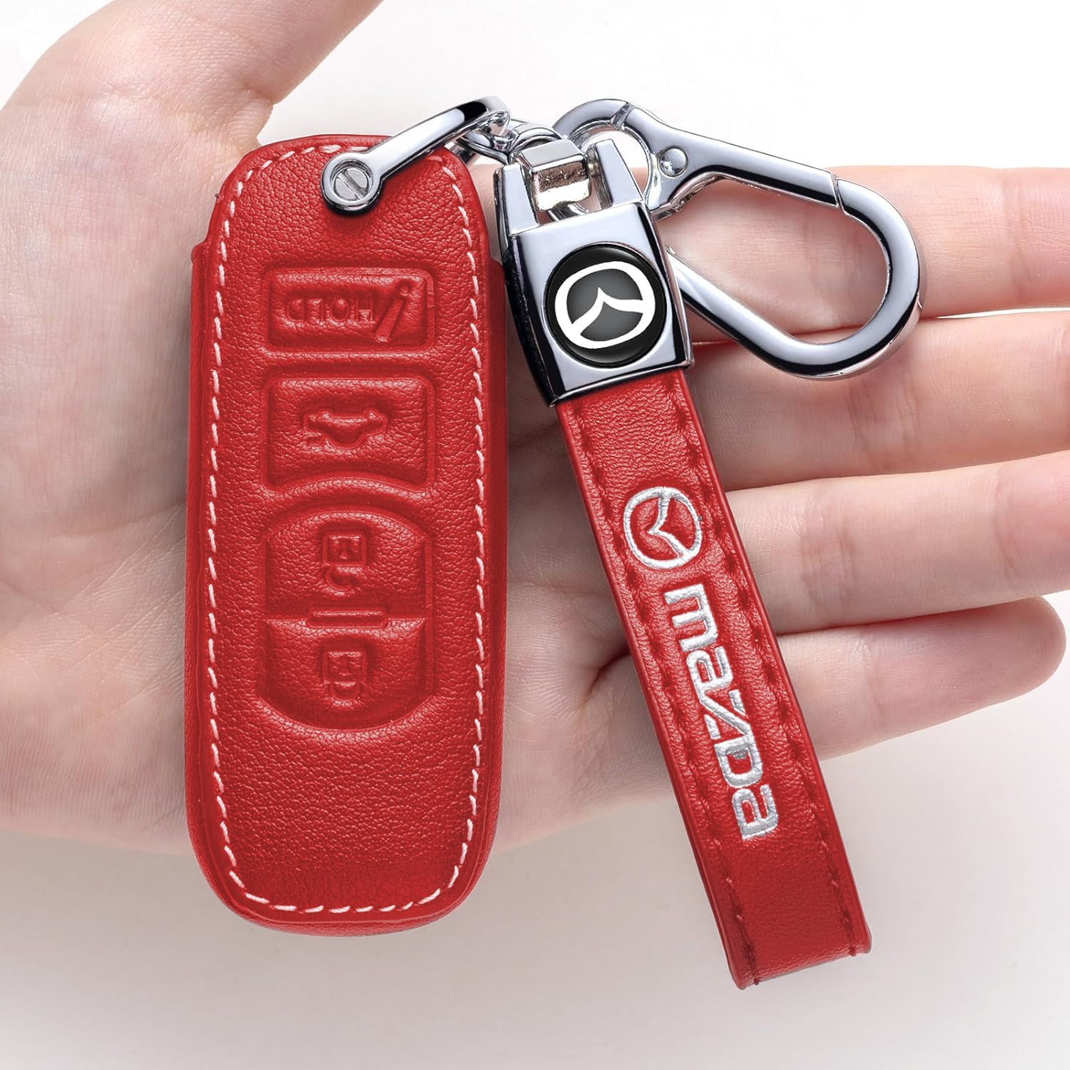 Car Key Fob Case, for Mazda 3 6 8 Miata MX-5 CX-3 CX-5 CX-7 CX-9 4 buttons car key Series Car Key Fob Case Cover Accessories (Positive 4 Button) Red image 5