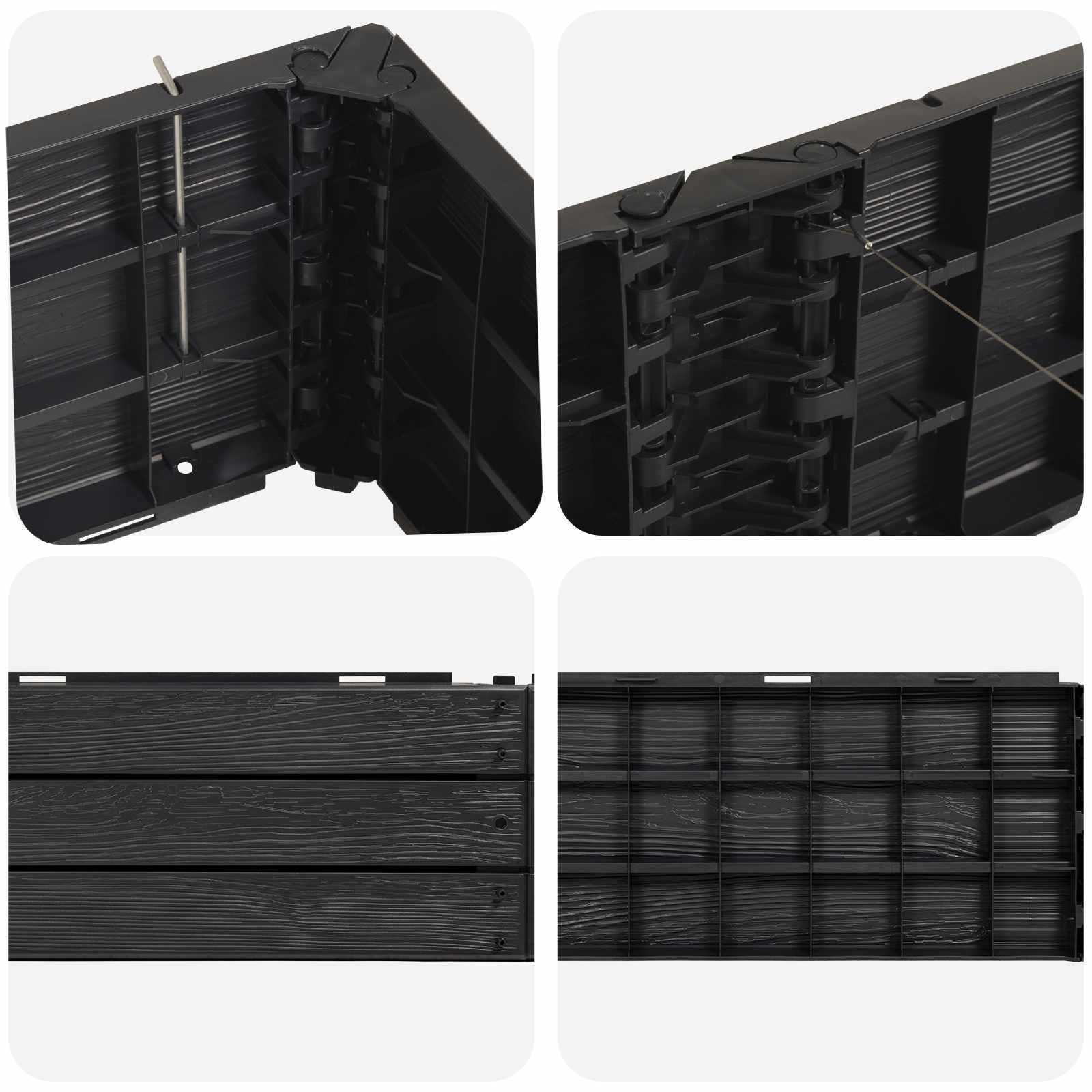 Bancal alto negro 151 x 75,5 x 25 cm PP resistente a la intemperie Jardín Jardinera Urbano Duradero