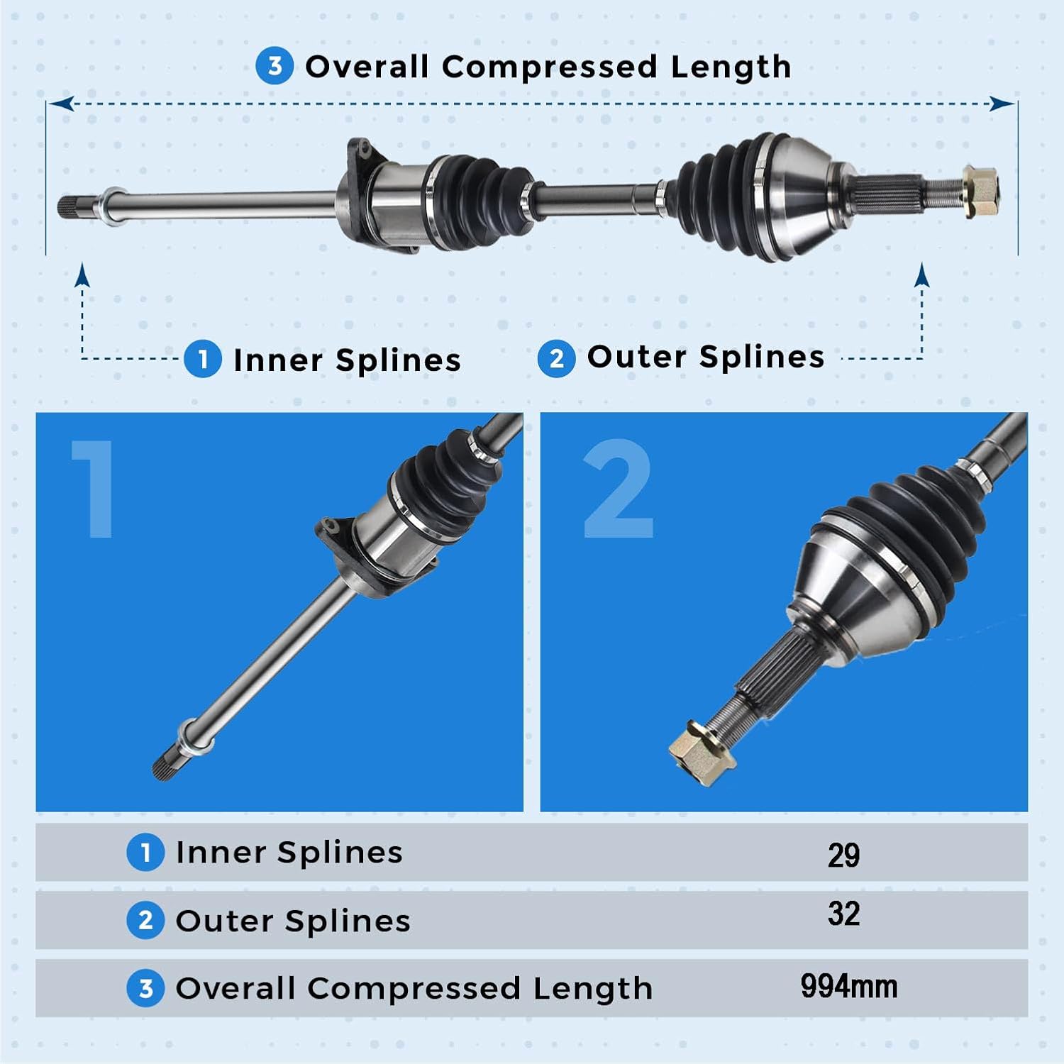 Front Right Passenger Side CV Axle Drive Shaft Assembly for 2007-2012 Nissan Altima 3.5L V6 Automatic CVT Trans.