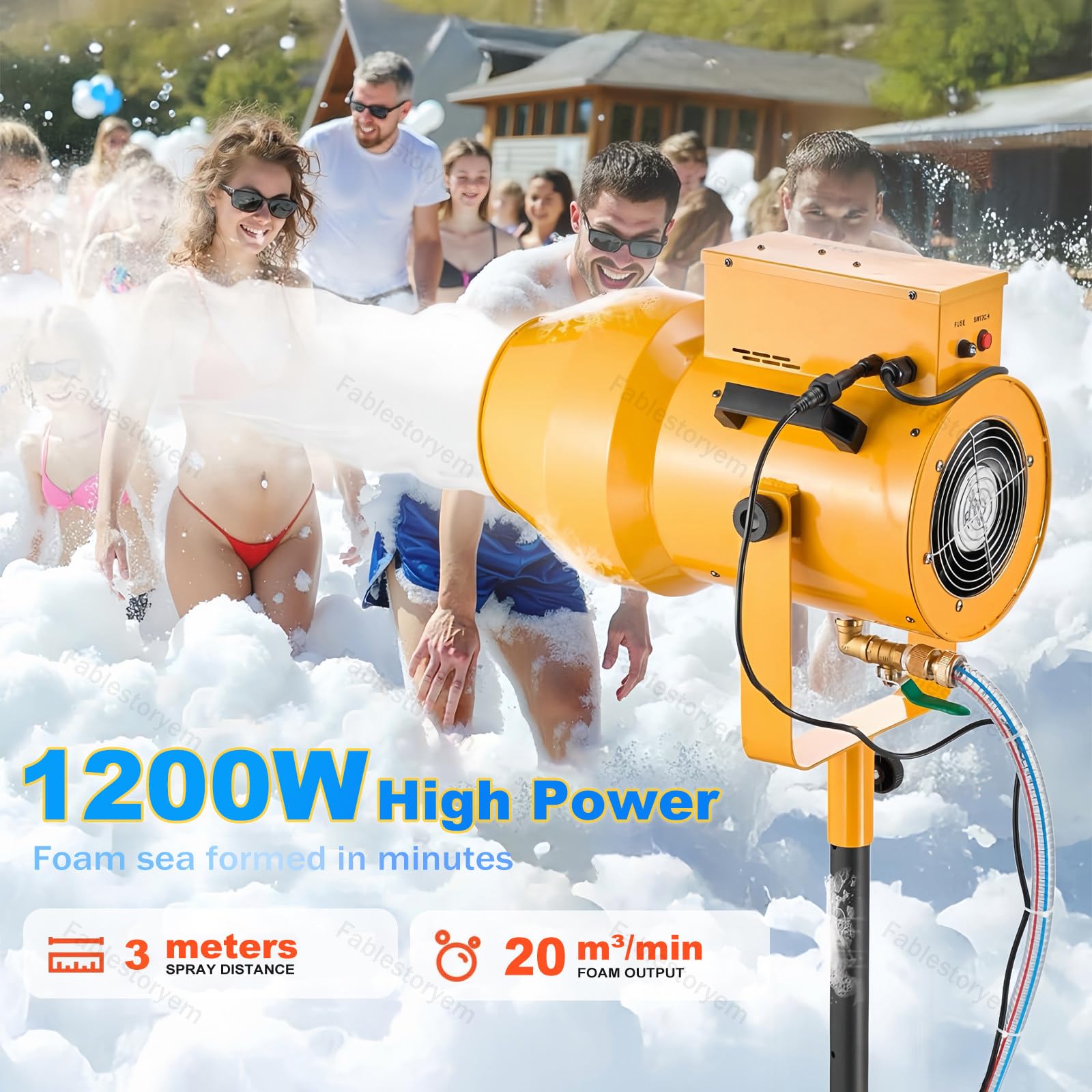 Macchina per Schiuma da 1200 W, Cannone per Schiuma, Macchina per Bolle con Effetto Scenico, Macchina per Creare Schiuma a Getto, per Parchi a Tema, Festival Musicali, Feste all'aperto, Bar