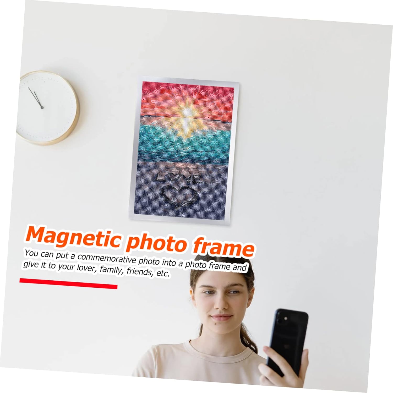 Abaodam 2 sets Self Adhesive Picture Frames Home Magnetic Photo Frames Paintings Display Ideal Refrigerator Window Wall Use Reusable