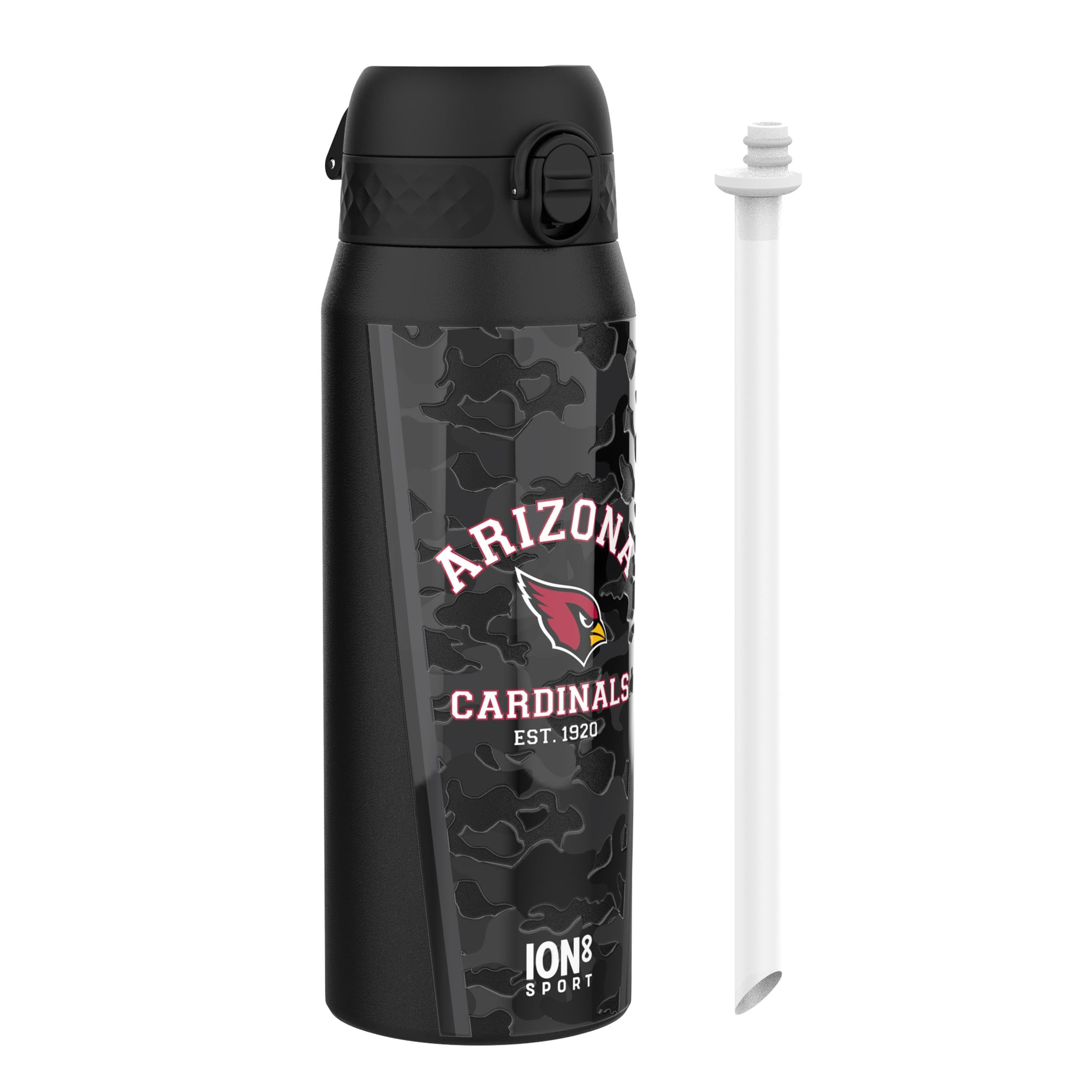 NFL Arizona Cardinals Sports Thermal Water Bottle with Removable Straw, 750ml/24oz, Leak Proof Insulated Drinking Bottle, Easy to Open, Secure Lock, Dishwasher Safe, Flip Cover, Metal Water Bottle