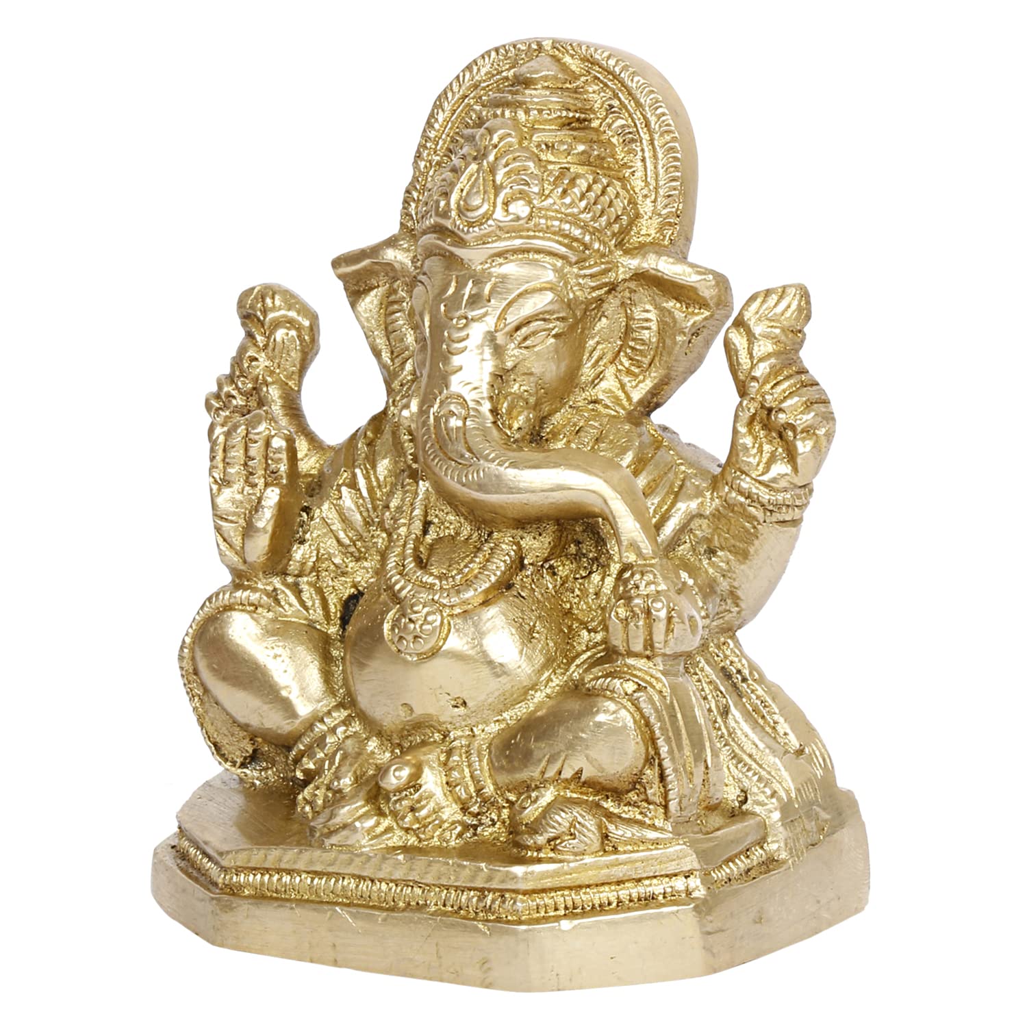 Statue de Ganesh Bhagwan en laiton pour décoration de maison, entrée, cadeau de Diwali, hauteur 9,5 cm, doré