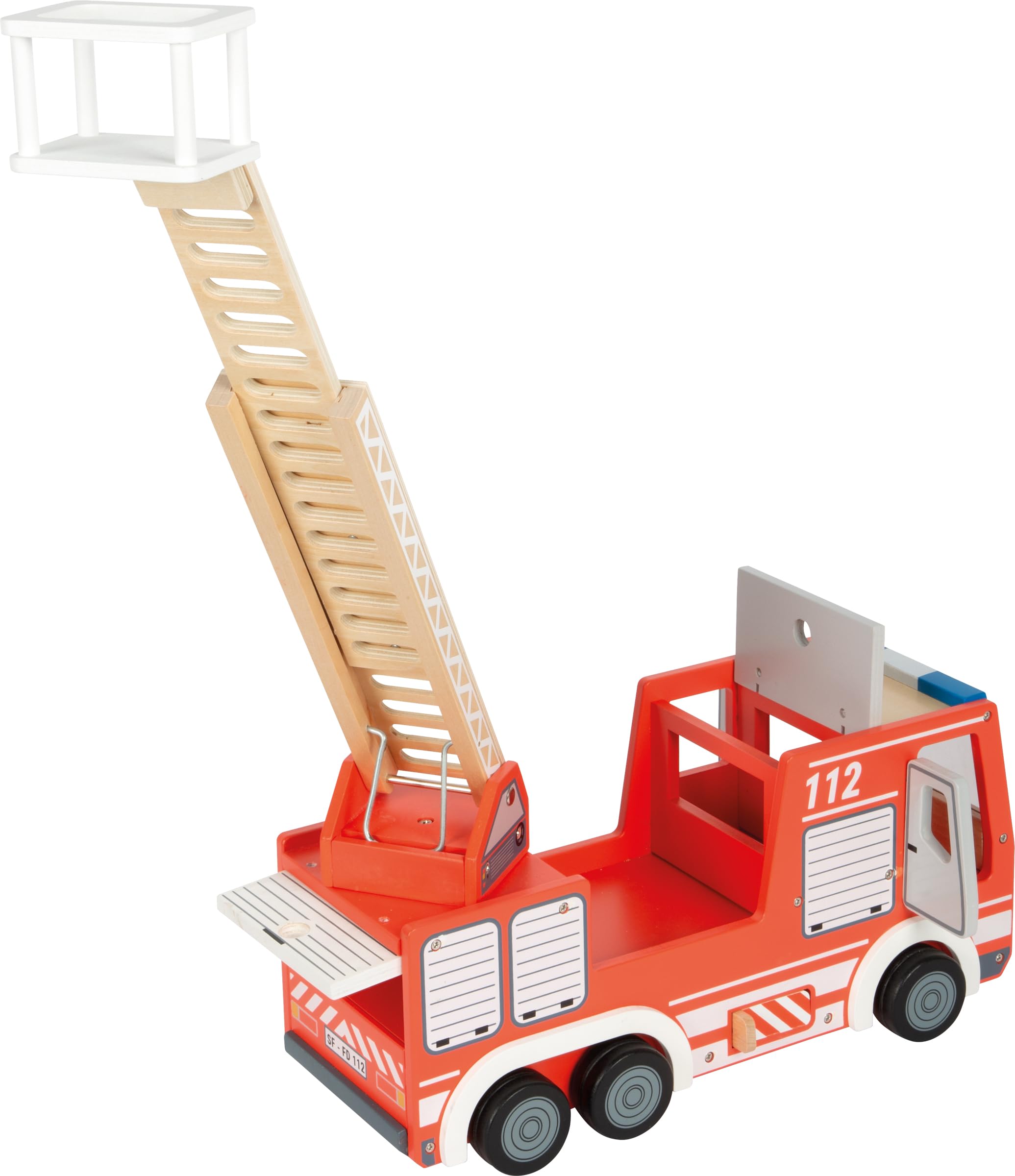 small foot Coche de Bomberos, Madera, con Escalera giratoria, Manguera, Acc. Juego Bomberos, a Partir 3 años, 12657