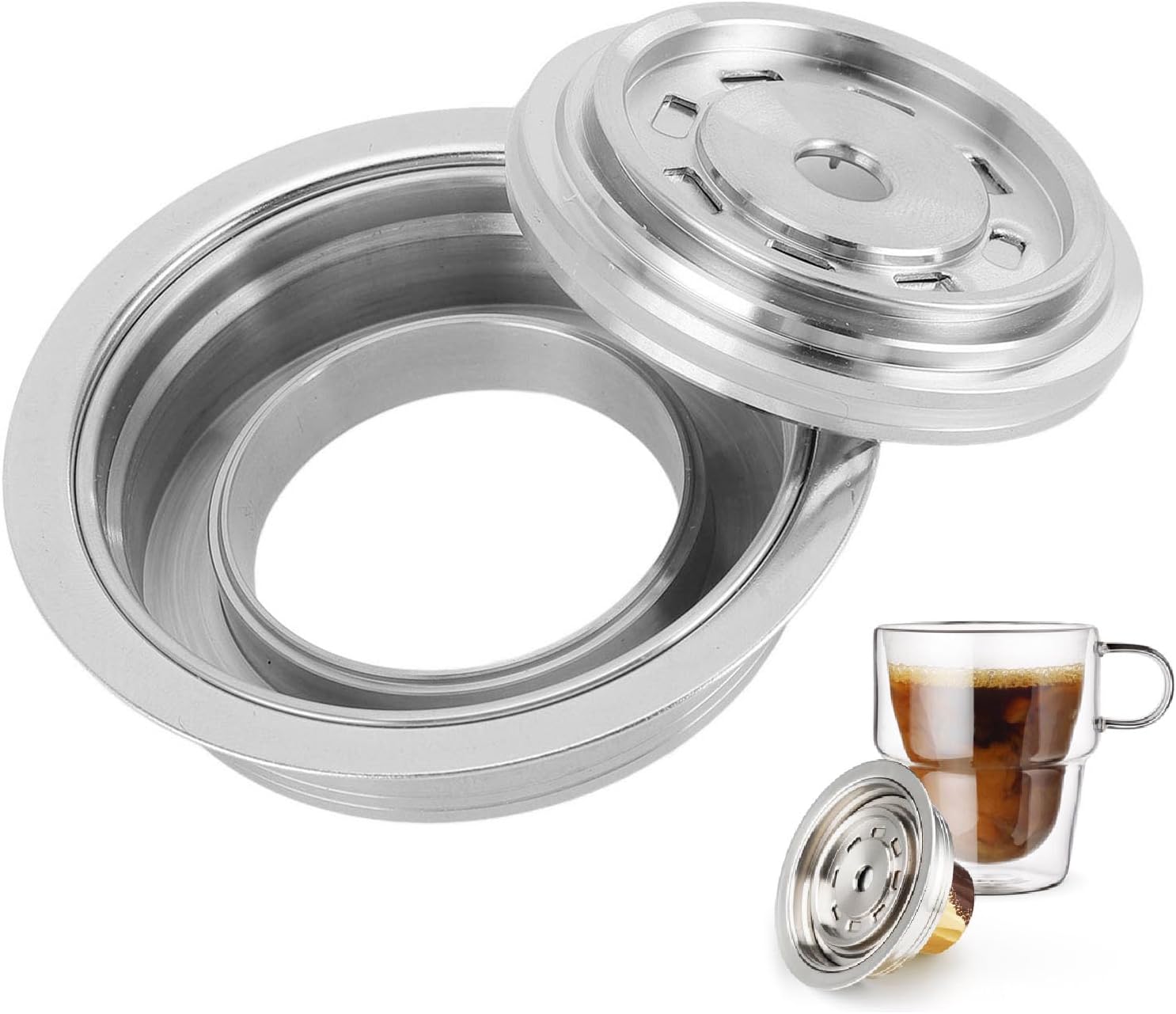 Reusable Coffee Capsule Adapter, Stainless Steel Portable Coffee Pods Adapter Converter Holder for ENV135 for GCA1 for Next (80ml)