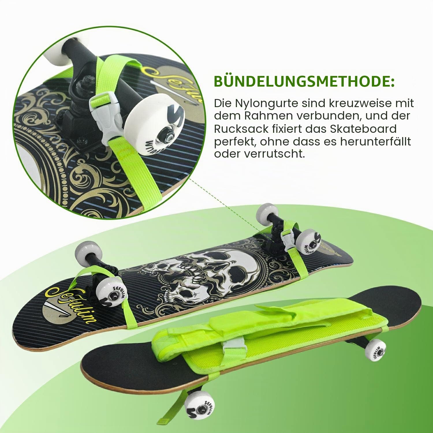 Skateboard-Tasche Skateboard-Gurt-Rucksack Universelle tragbare Skateboard-Tasche