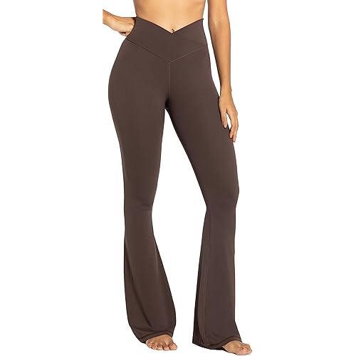 Sunzel Flare Leggings, Crossover Yoga Pants with Tummy Control, High-Waisted and Wide Leg