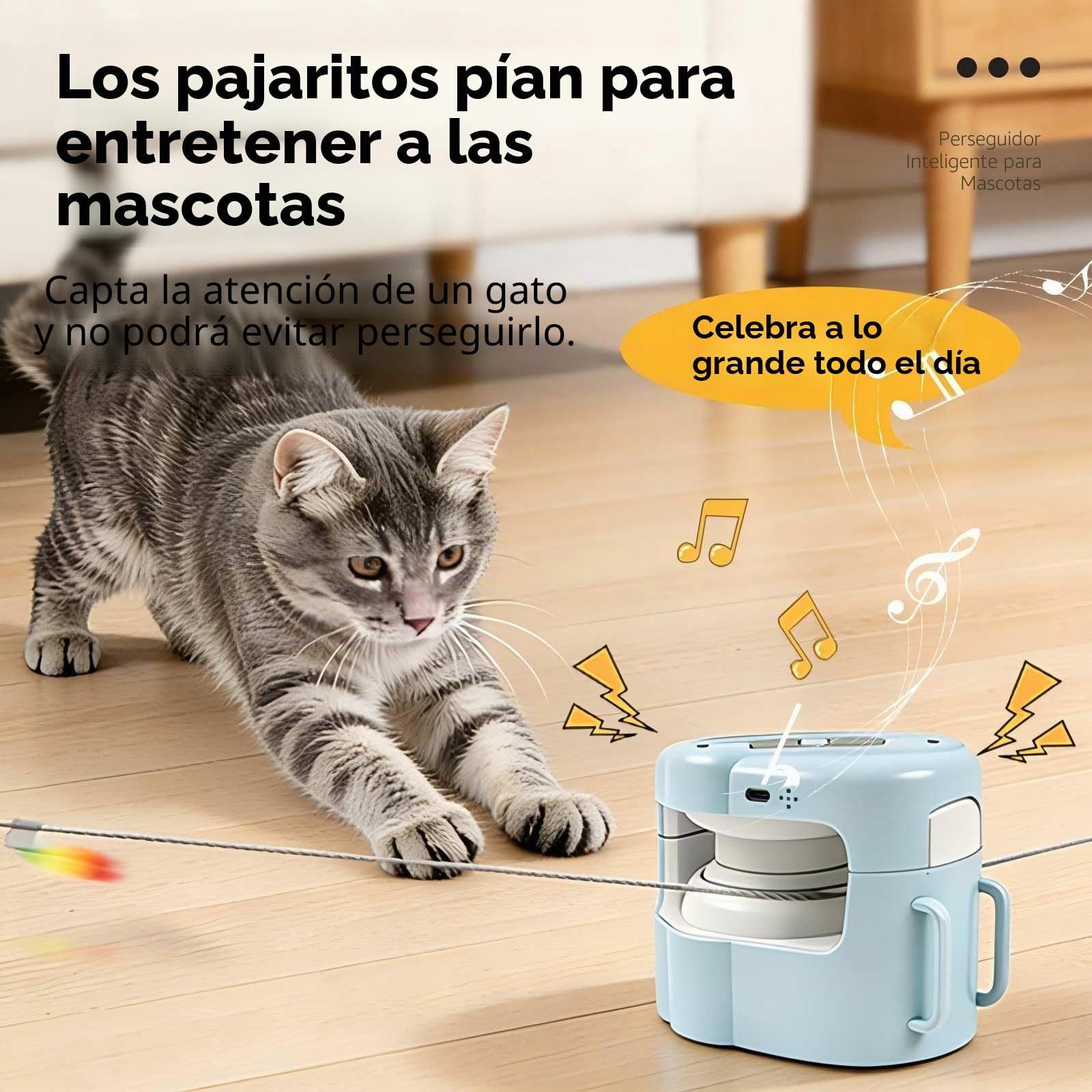 Juguete interactivo para gatos para interiores, juguete de persecución automática y manual de 3 velocidades, juguete de ejercicio de enriquecimiento de gatos para gatos aburridos de