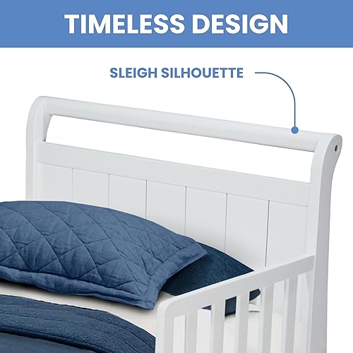 Miniatura 6 de Delta Children Trineo de cama de madera para niños cuna blanco