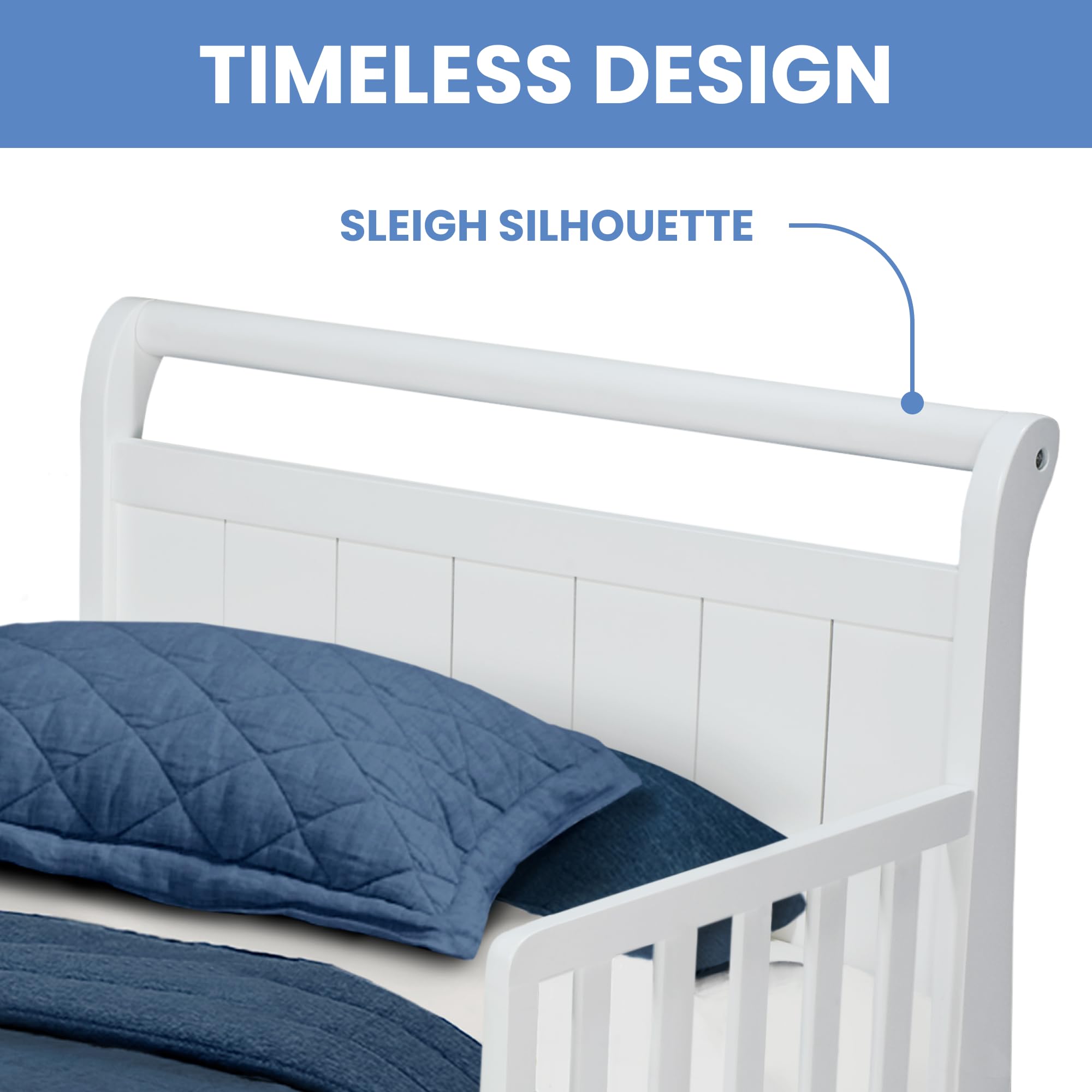 Cama infantil de trineo de madera, color blanco 6