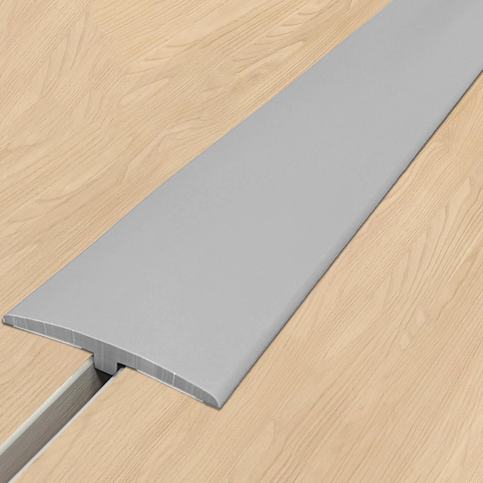VQWQV Vinyl Floor Transition Strip Self-Adhesive PVC Trim L100cm（3.2ft） Wood Grain Design Easy To Clean Laminate Gap Covering Joining Strips(Grey)