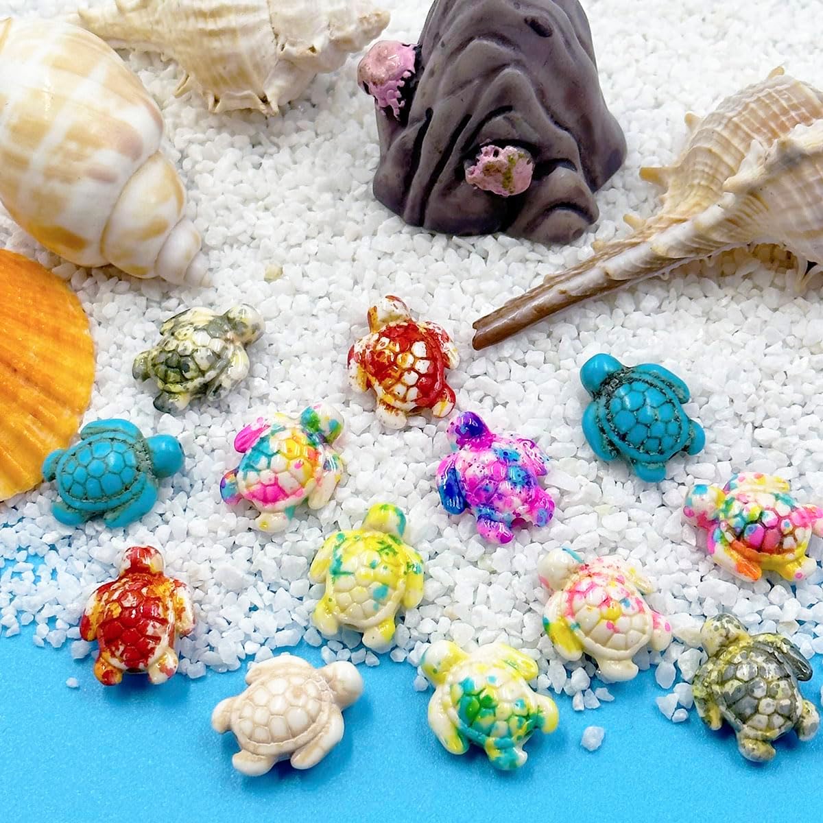 80Pcs Turtle Beads Charms Synthetic Stone Beads Charms Bulk Sea Theme Ocean Animal Carved Loose Spacer Summer Beads for Jewelry Making DIY Bracelet Necklace Earrings - Image 2