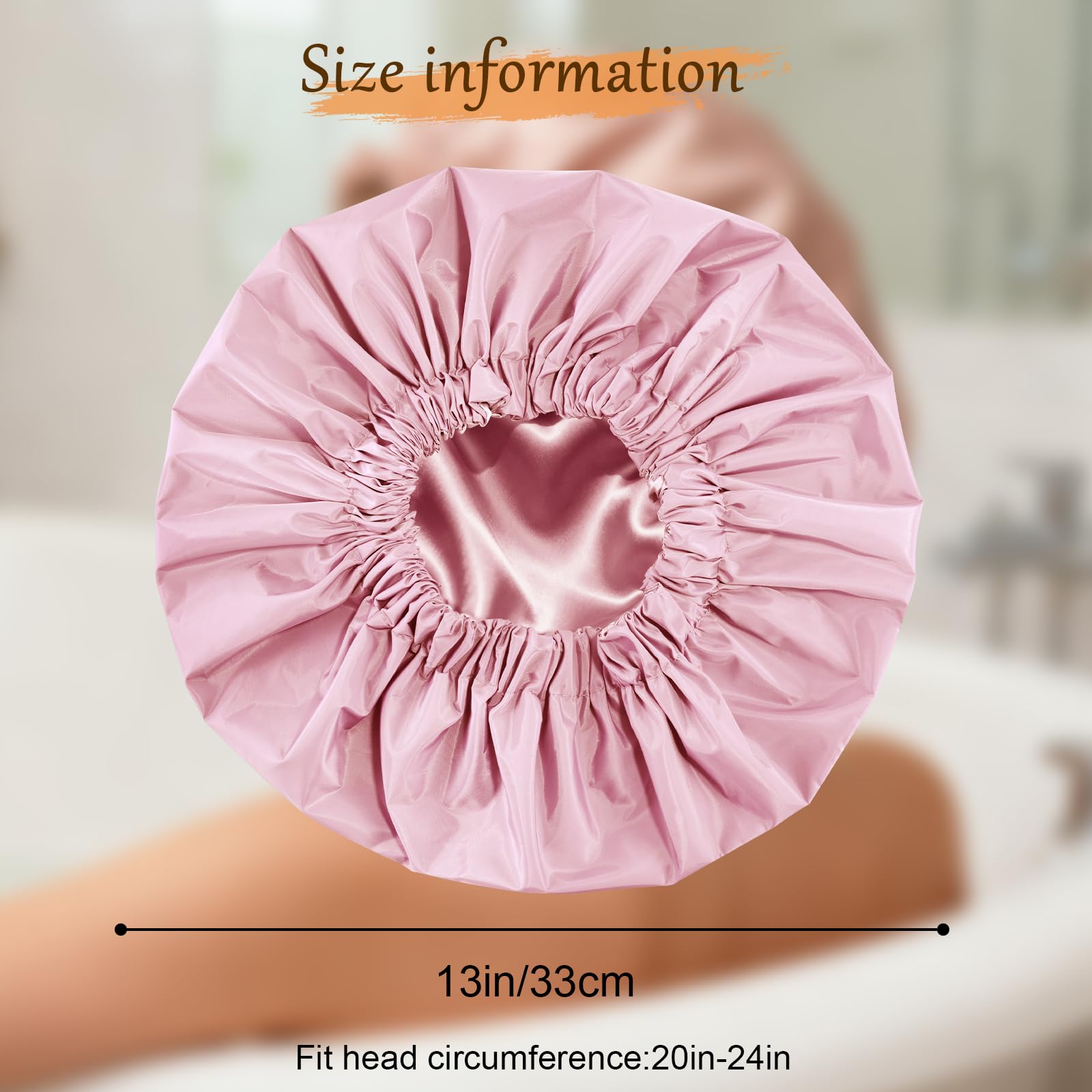 Satin Shower Cap for Women - Waterproof & Reusable -6