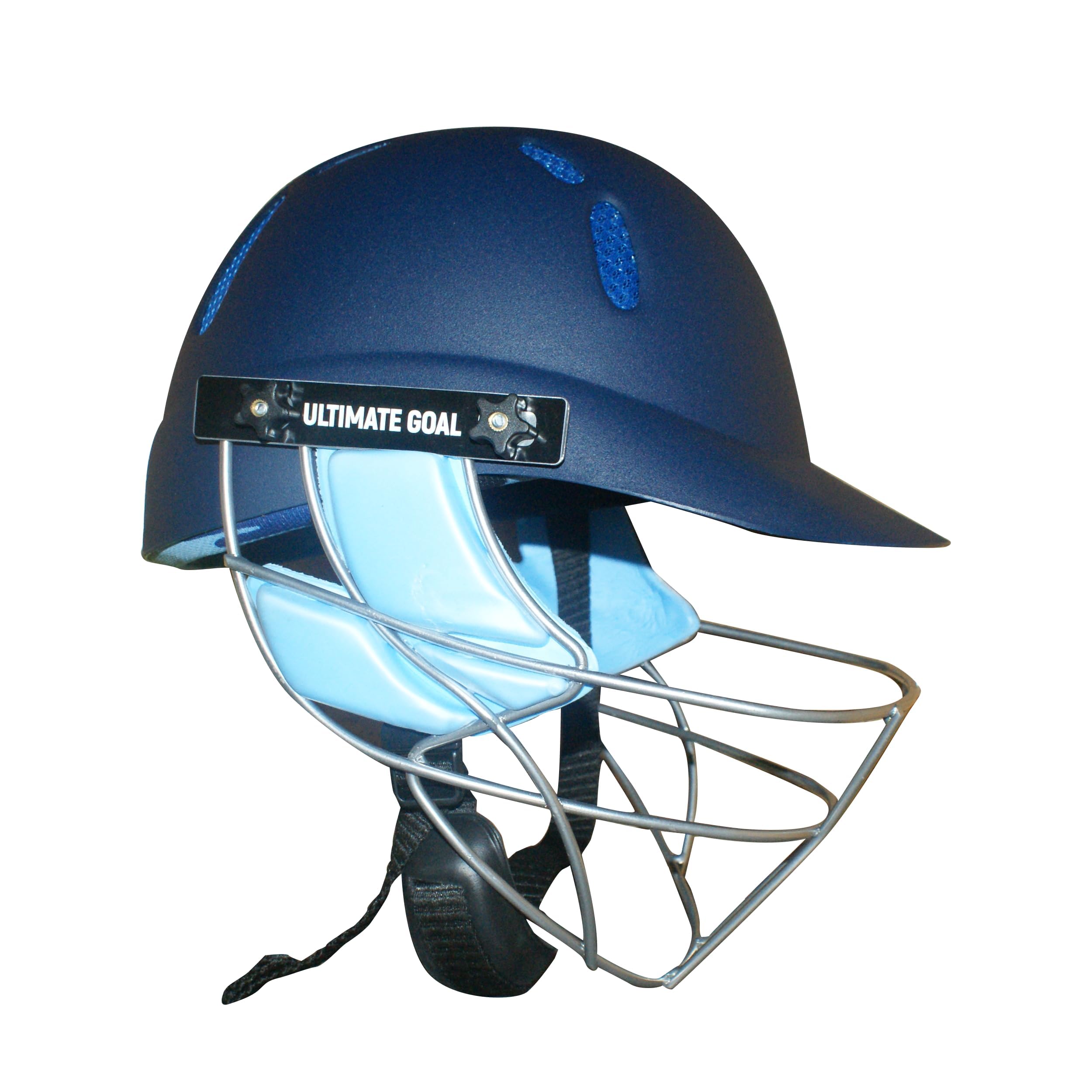 UG Ultimate Goal Sports Cricket Batting Helmet |Steel Visor |Adjustable Strap |Better Protection and Cushioning |Comfortable Fit |Light Weight |Polypropylene Material |Club Lite (Navy Blue, Small)-image-29