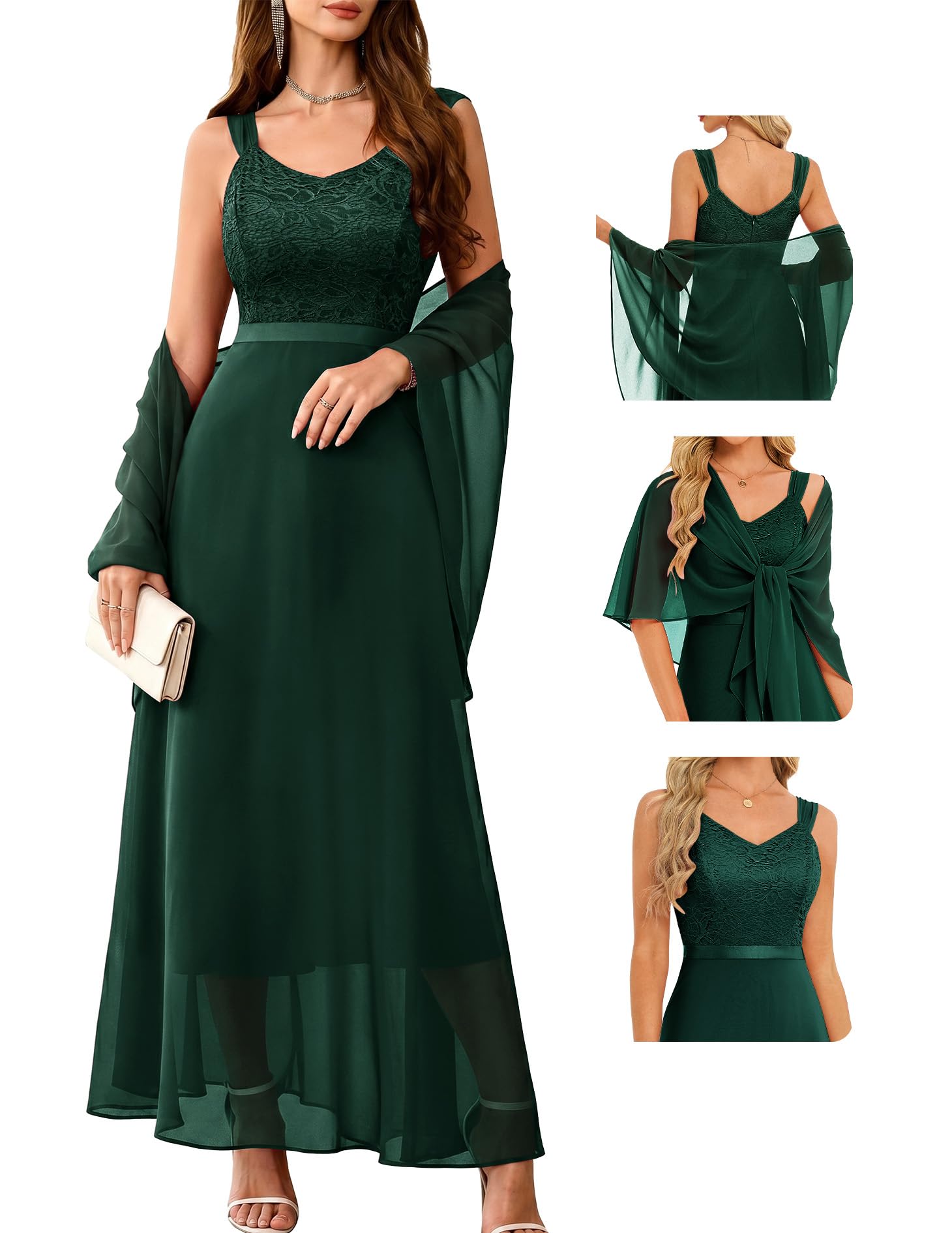 Photo 1 of BeryLove Lace Chiffon Maxi Dress with Shawl