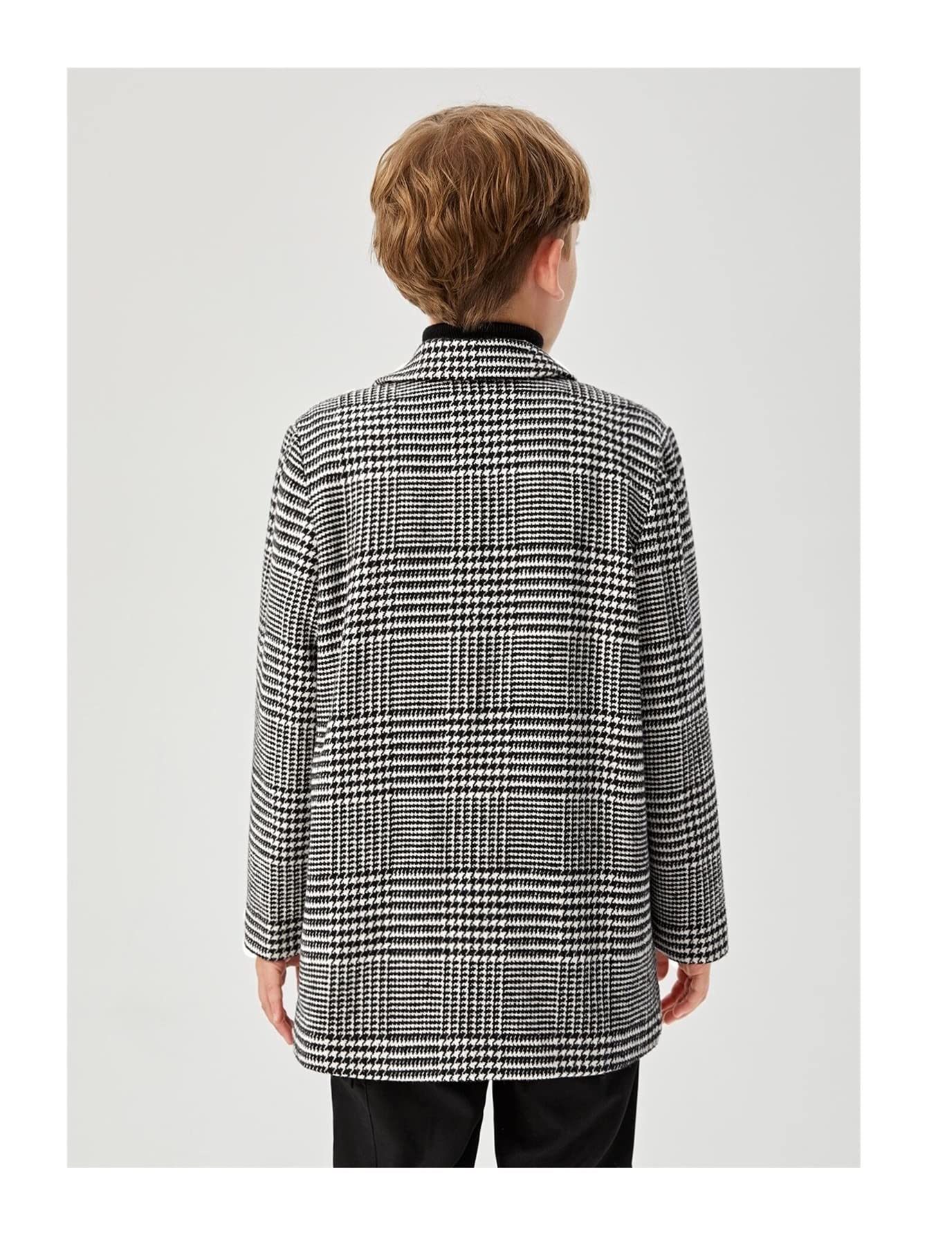 da Ragazzi Soprabito Pied de Poule Monopetto Senza Maglione (Color : Black And White, Size : 11-12Y)