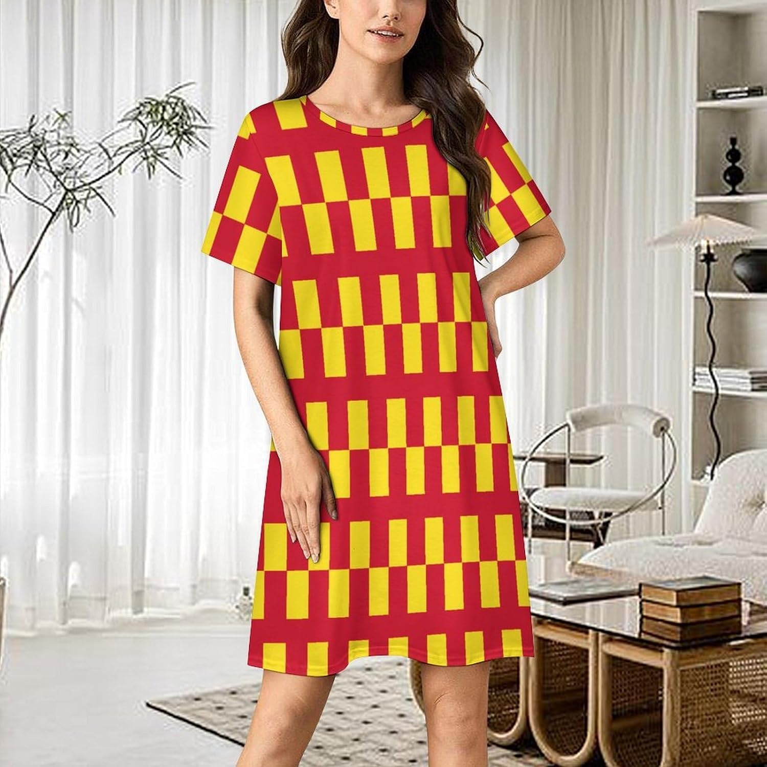 Flag of Northumberland Nightgowns for Women Short Sleeve Sleep Dress Casual Sleepshirt Night Gowns Pajamas