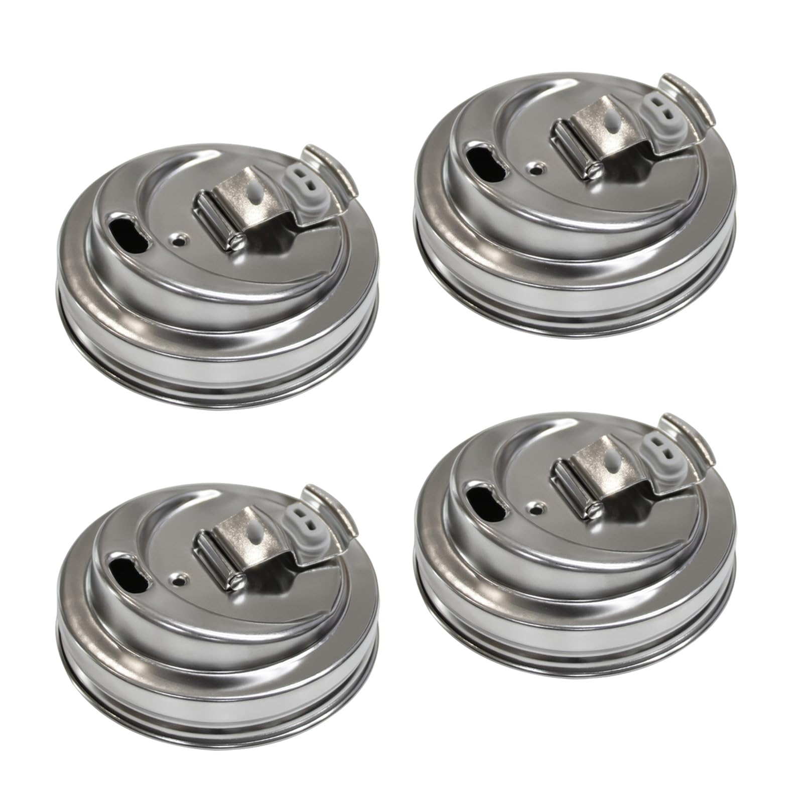 APGLSXY Mouth Drinking Lids 4 Pack, 304 Stainless Steel Sip Covers with Direct Drink Opening, Silver Cold Drink Covers for Shakes