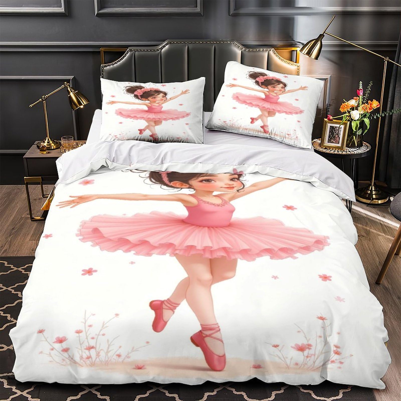 Housse de couette hypoallergique pour lit simple enfant motif danse