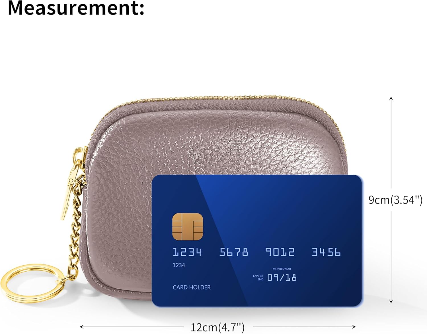 Genuine Leather Coin Purse, Small Change Purse Keychain Wallet for Women, Mini Coin Pouch with Zipper, Purple - Image 4