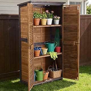 Storage Shed Outdoor with Adjustable Shelves,Metal Frame Outdoor Storage Cabinet with Waterproof,Horizontal Garden Tool Shed Storage for Courtyard Balcony Garage