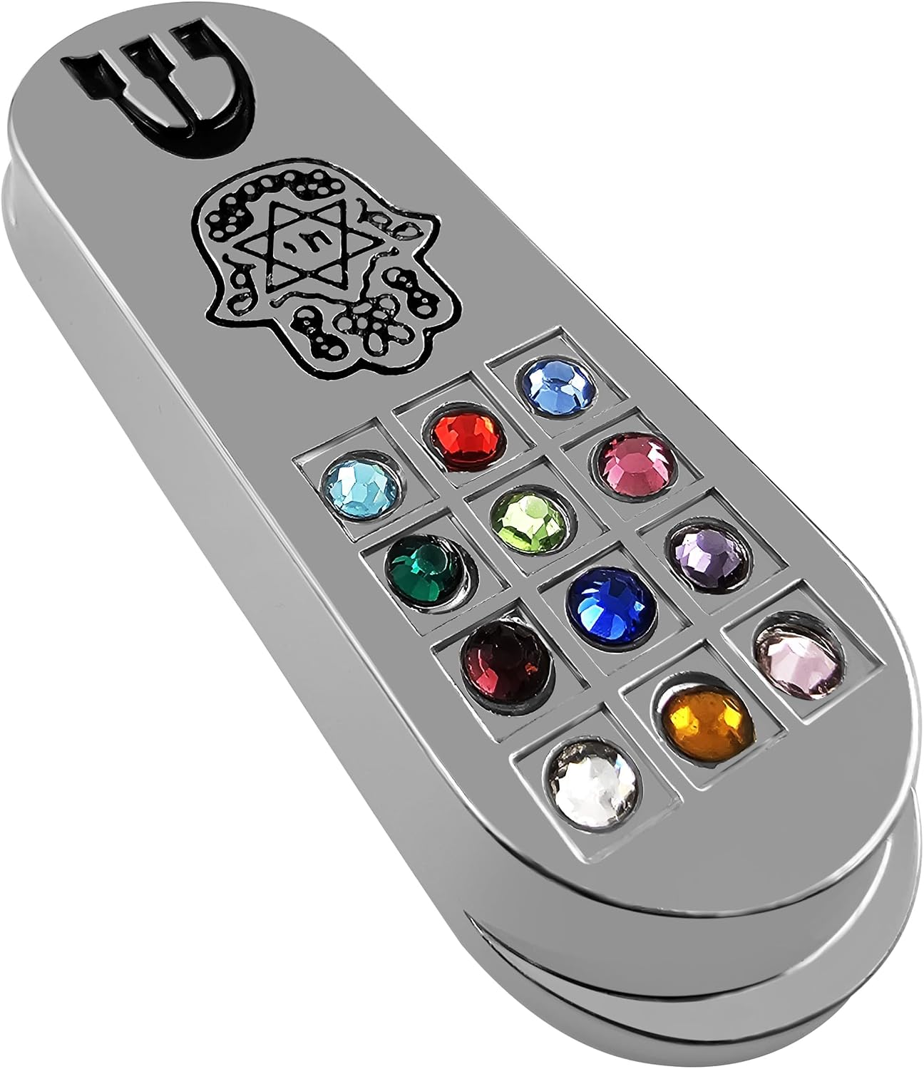 TALISMAN4U Protection CAR MEZUZAH with Travelers Prayer Scroll Hamsa Hoshen Mezuza from Israel Jerusalem Art Judaica Gift