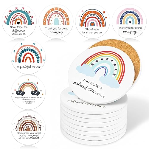 72Pcs Thank You Appreciation Coasters Set with Cards Bags, Cute