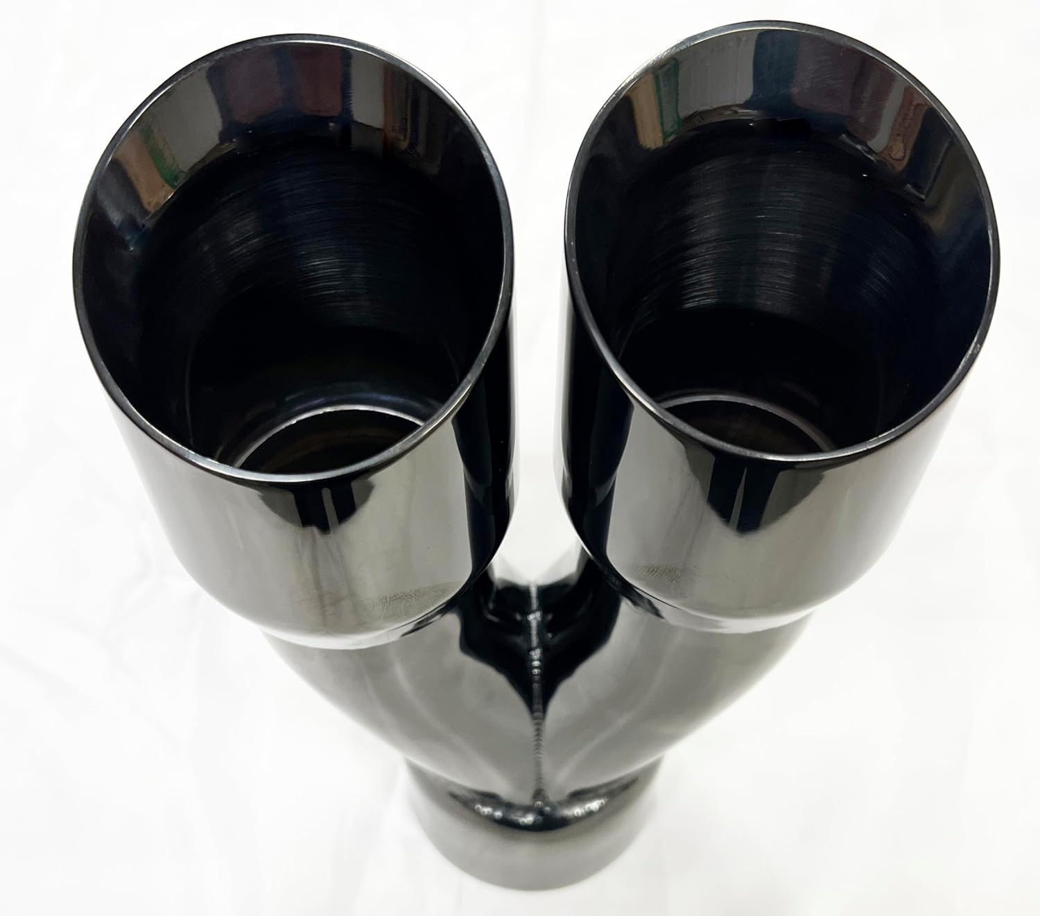 Exhaust Tip 2.50" Inlet Dual 3.00 X 9.50 Long WDDWRP30095-250-BC-SS Round Double Wall Black Chrome 304 Stainless Steel Wesdon Exhaust Tip