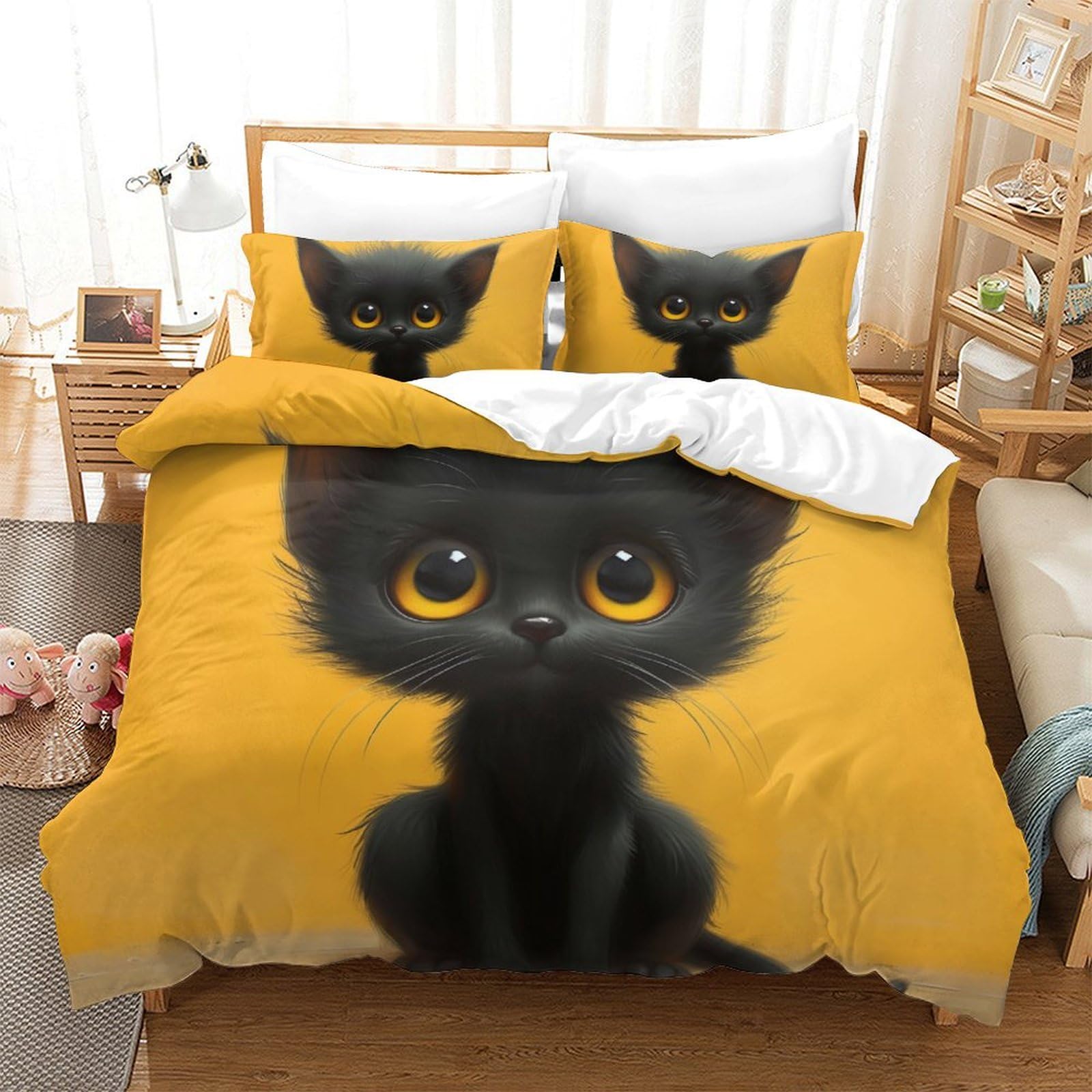 Housse de couette chat persan finie la couette qui glisse grâce au zip robuste