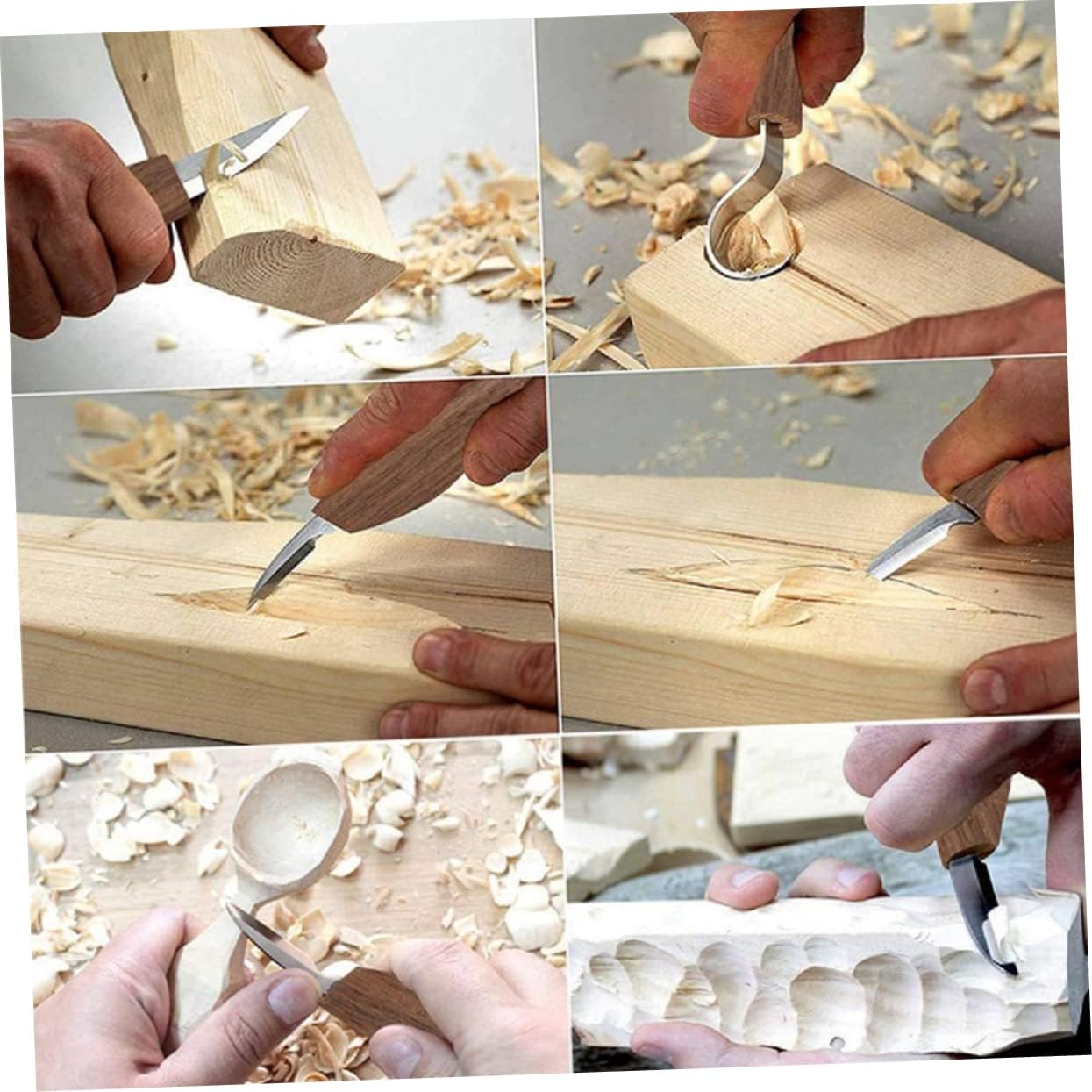Tofficu Portable Wood Carving Chisel Hand Carving Tool Kit Hardwood Handle for Carvers Artists