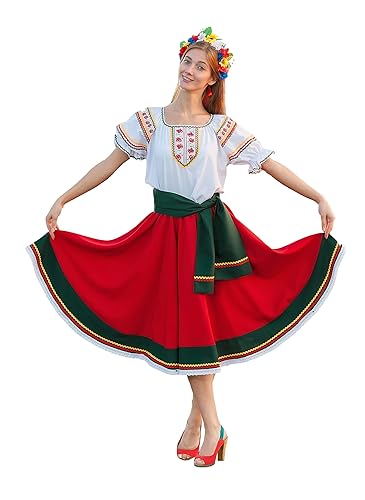 Folk dress dance costume Ukrainian traditional wear red circle skirt white blouse disponible en Yaxa Venezuela