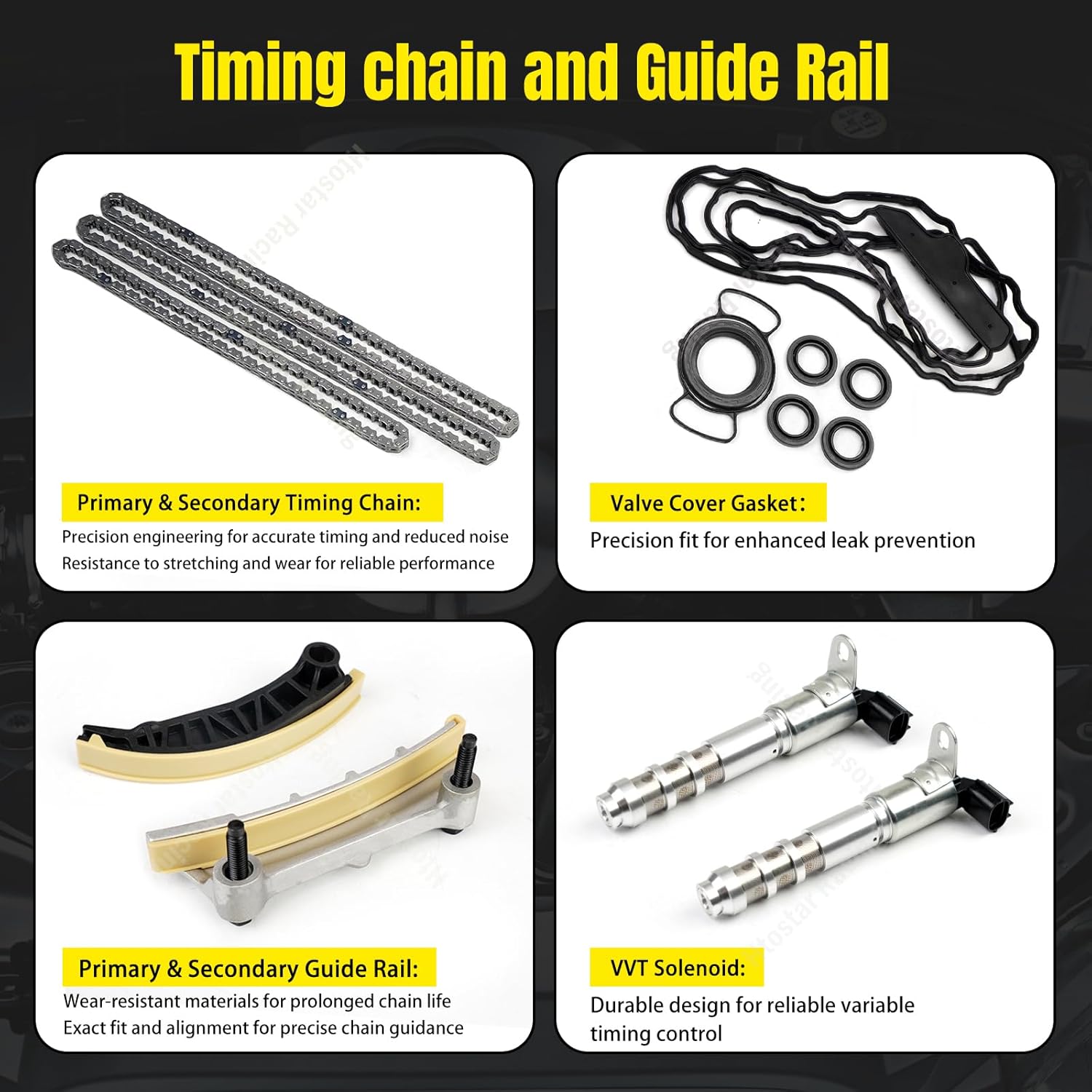 Engine Timing Chain Kit Compatible with Buick Cadillac Chevrolet GMC Pontiac Saab Saturn Suzuki Acadia Traverse Enclave Caprice Equinox 2007-2022 3.6 3.2 3.0 2.8 w/Oil Pump Water Pump