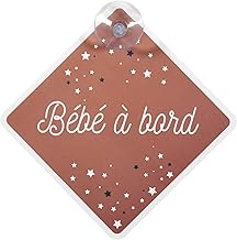 Sign "Bébé à Bord" with Suction Cup/Dimensions: 19.5 x 19.5 cm (Brick)