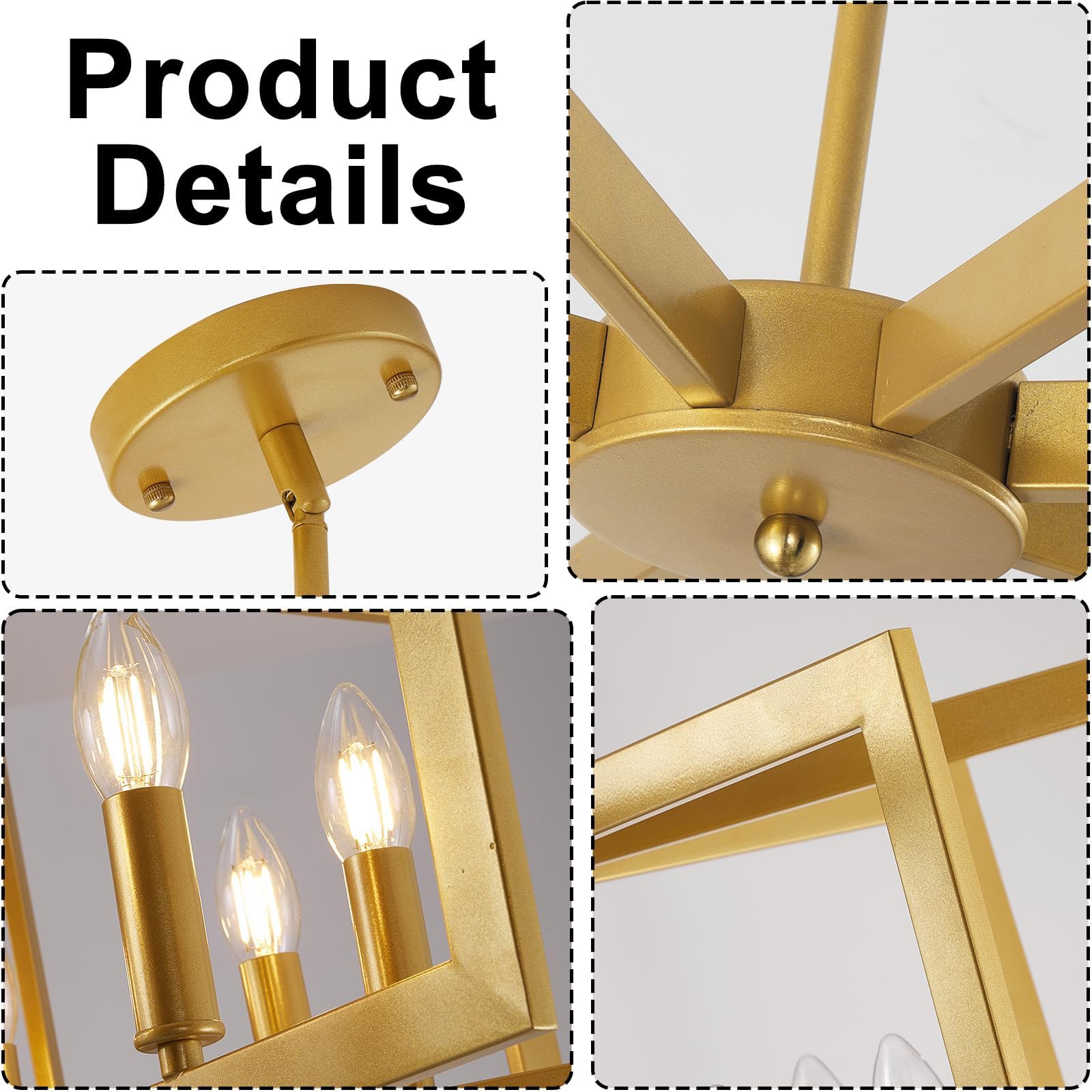 Vintage Lampadari Plafoniera, E14 Geometrica Farmhouse Lampada A Sospensione 6 Luce Industriale Metallo Plafoniera Luci Soggiorno Per Cucina Isola Ingresso Sala Da Pranzo (Oro)