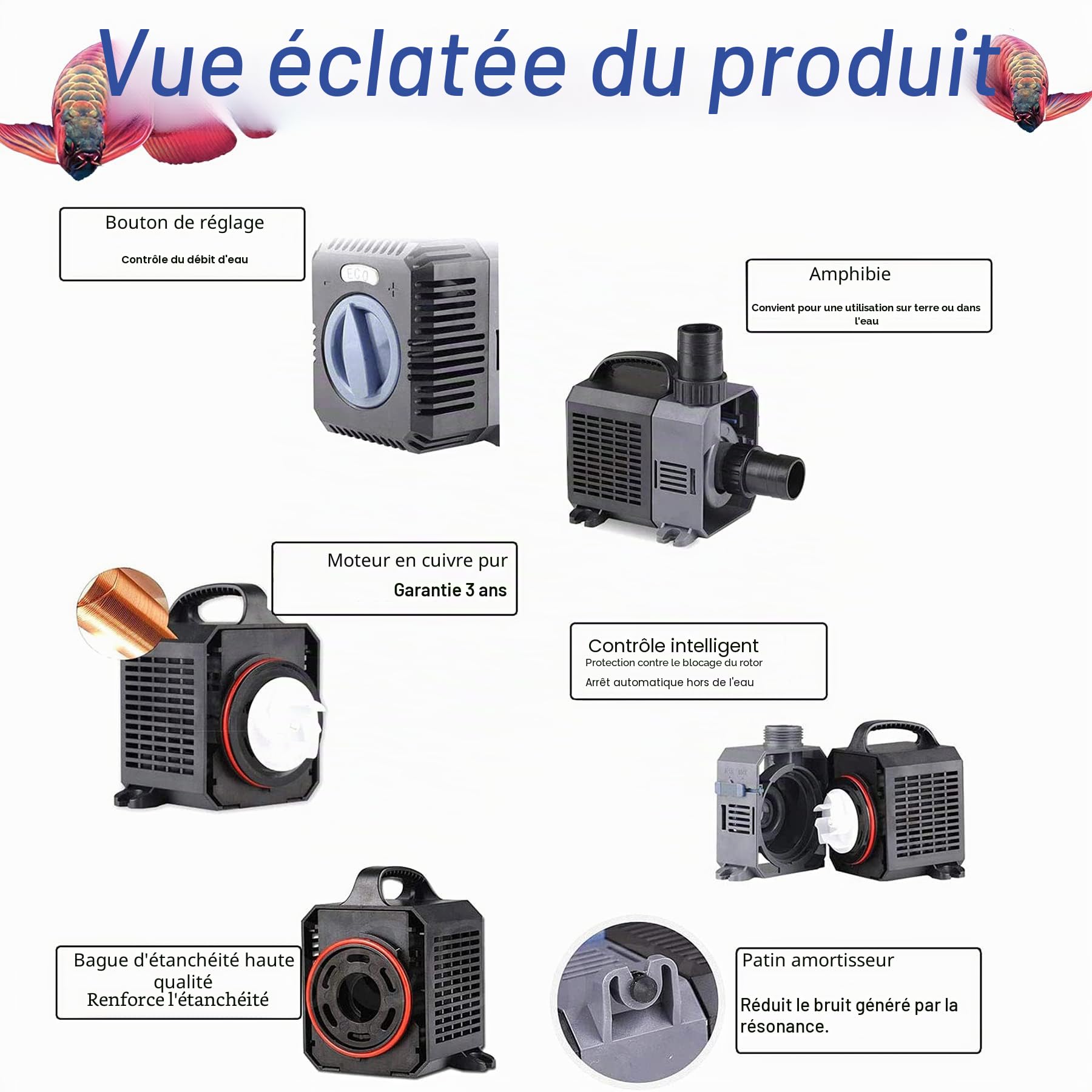 Pompe Eco Bassin Pompe à Eau 3600l/h 20W