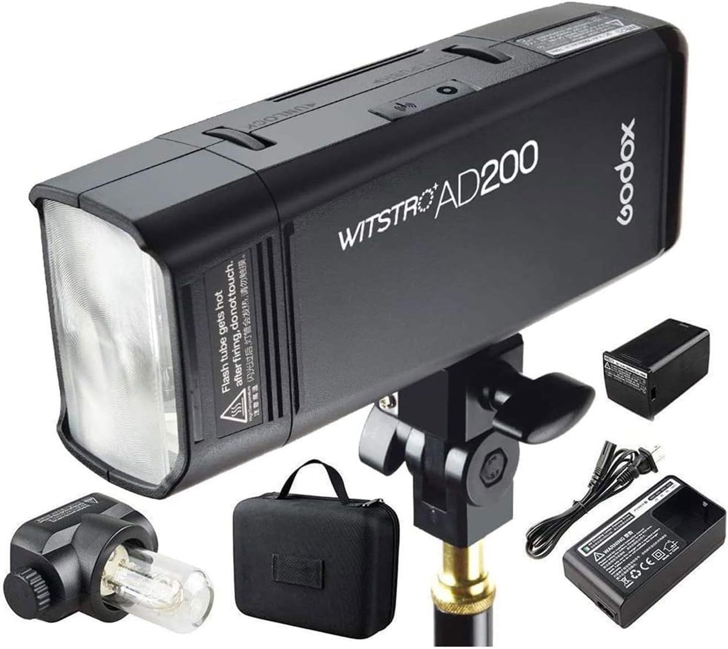 Godox AD200 200Ws 2.4G TTL Speedlite Flash Strobe, HSS 1/8000s Pocket Monolight with 2900mAh Battery, Bare Bulb Flash Head, 0.01-2.1s Recycle Time, 500 Full Power Flashes