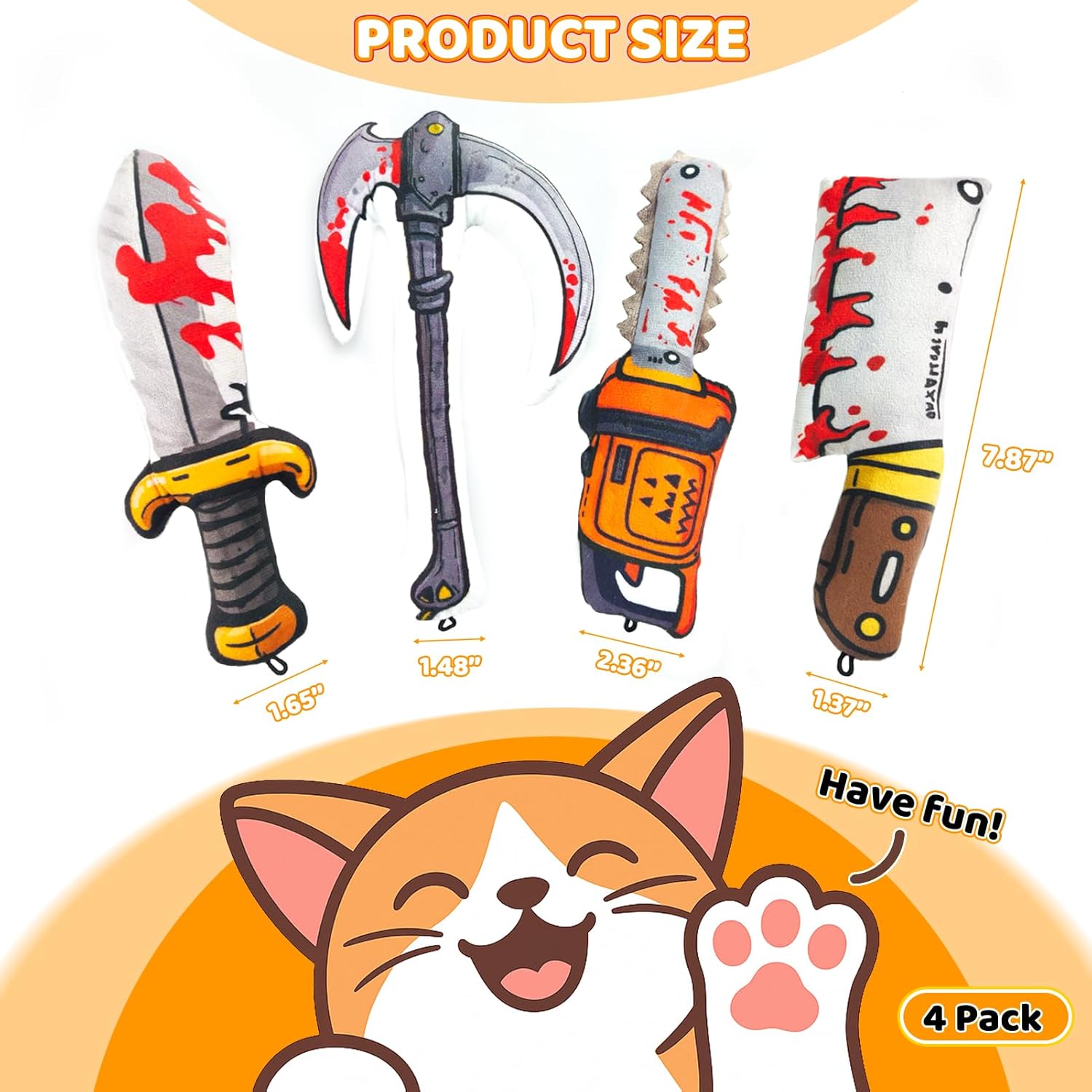 Cat Hammock Wall Mounted, 20.28 x 8.66 inch Wall Mounted Shelves, XIFOWE 4 Pcs cat Toys, Cartoon Colorful Style Horror Funny Knife Catnip cat Toys Durable Soft Sandy Sound