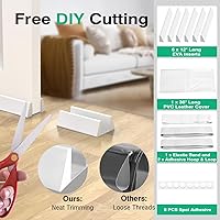 Vista 13 de Lewondr Door Draft Stopper 36 Inch Waterproof Under Door Draft Noise Blocker Soundproof Cuttable Trapezoid Strong Adhesive Weather Stripping Door