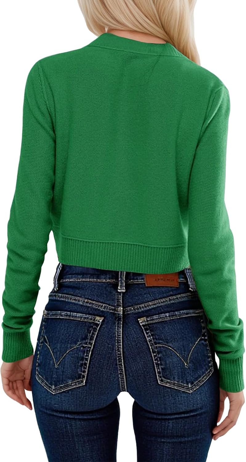 Saodimallsu Womens Button Down Cardigan Sweaters Lightweight Long Sleeve Crew Neck Summer Knit Open Front Tops - Image 6