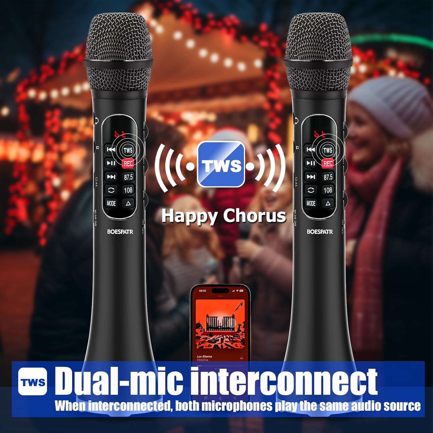 Portable Karaoke Microphone for Singing 30W High Power, Bluetooth Microphone Wireless with Speaker,DSP Level Multi-Functional Mic for Home Party Car Outdoor Entertainment Stunning Sound New