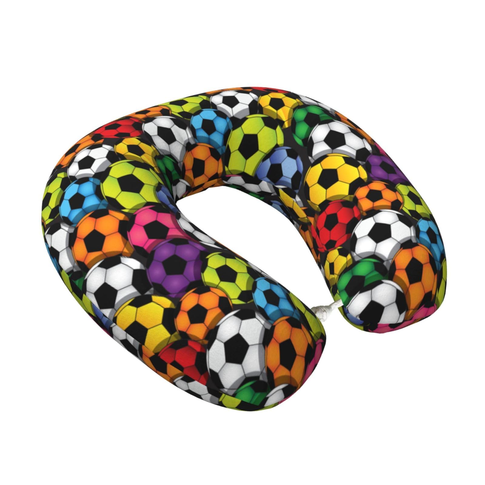 LKYMOH Soccer Colorful, Travel Neck Pillow U-Shaped Memory Neck Support Soft Comfortable With Washable Cover For Airplane Car Traveling and Office